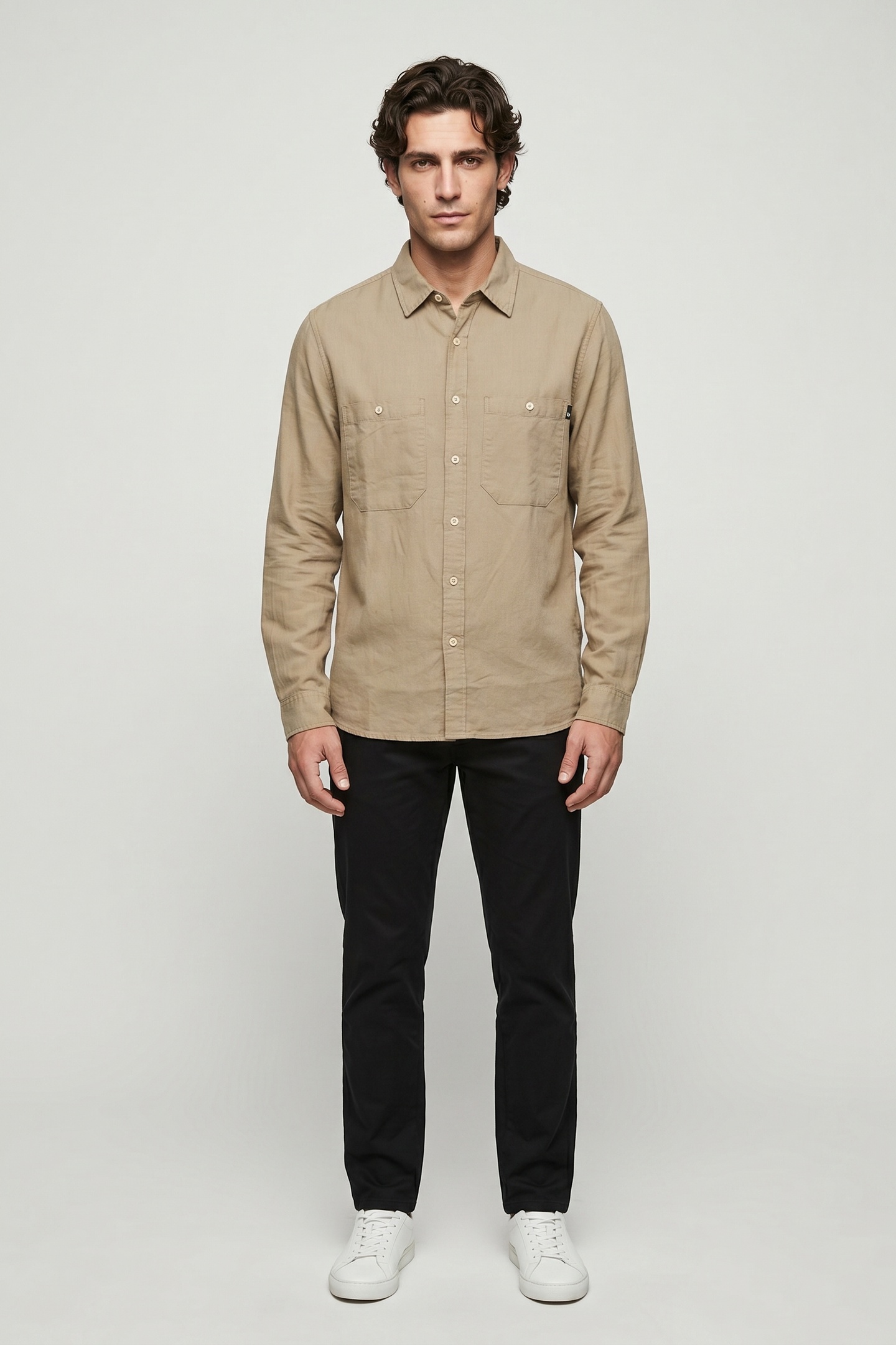 Timberland Cotton/linen Pocket Ls Shirt Lemon Pepper Maat: XXL | Casual Overhemden Outlet | Heren | Beige