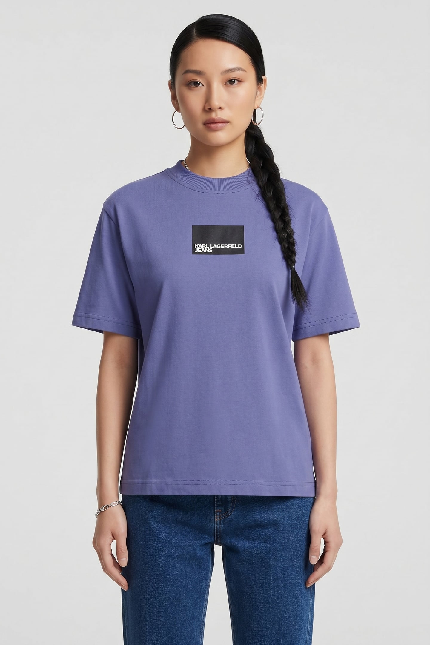 Karl Lagerfeld Reg Ss Box Logo Tee Skipper Blue Maat: L | Tops Outlet | Dames | Paars
