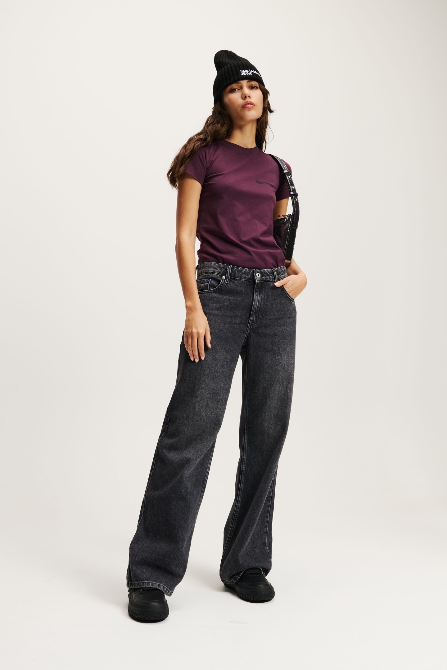 Karl Lagerfeld Relaxed Denim Washed Grey Maat: W28L32 | Wijde Broeken Outlet | Dames | Grijs