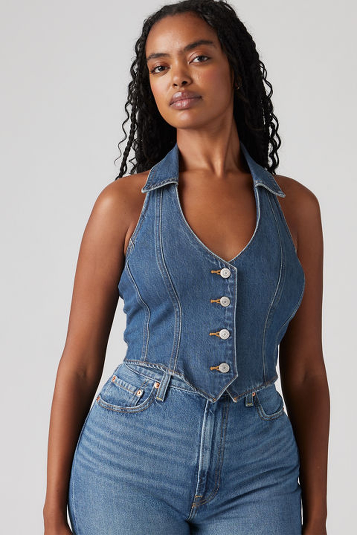 Levi's Bria Denim Corset Maat: S | Blouses Outlet | Dames | Blauw