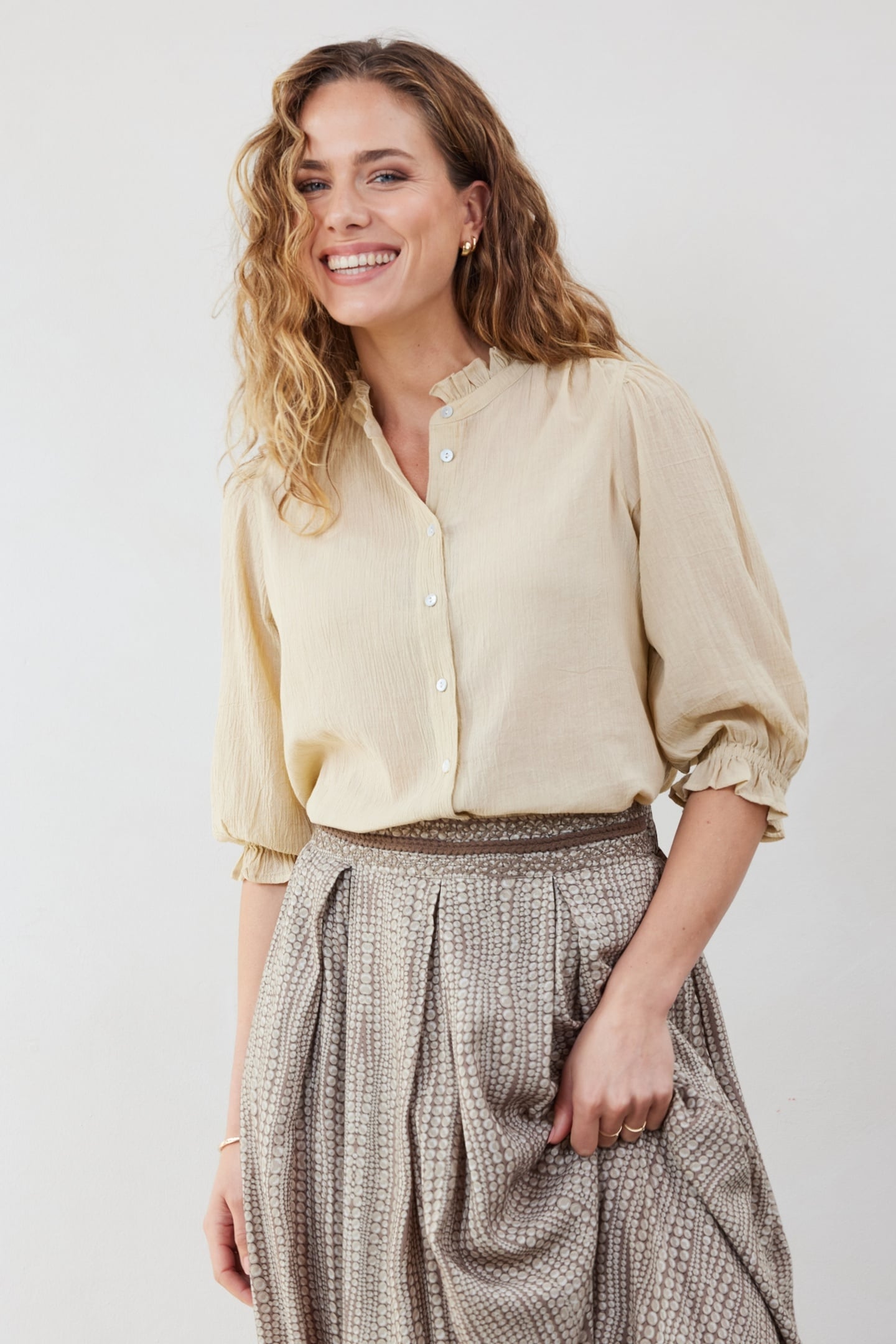 DIDI Blouse Paris Feather Grey Maat: 46 | Blouses Outlet | Dames | Geel