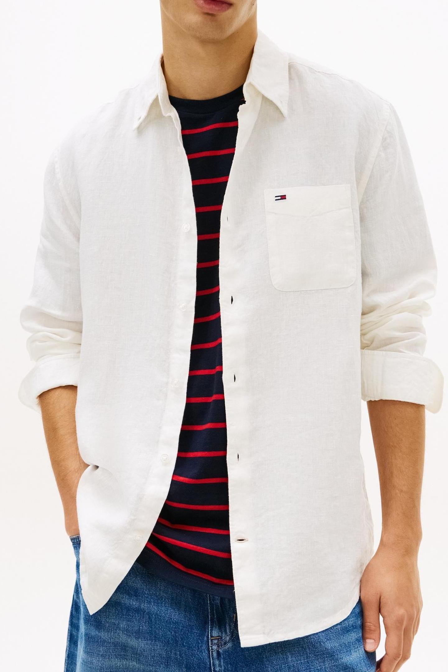 Tommy Hilfiger Tjm Regular Linen Shirt Ecru Maat: XL | Casual Overhemden Outlet | Heren | Wit