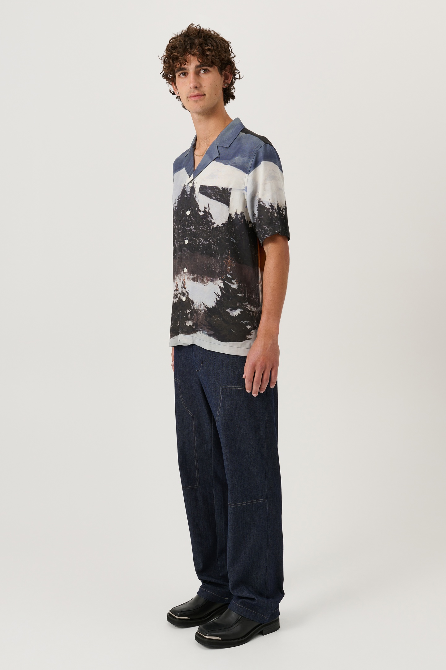 Soulland Orson Shirt Blue Multi Maat: S/M | Overhemden Outlet | Unisex | Zwart