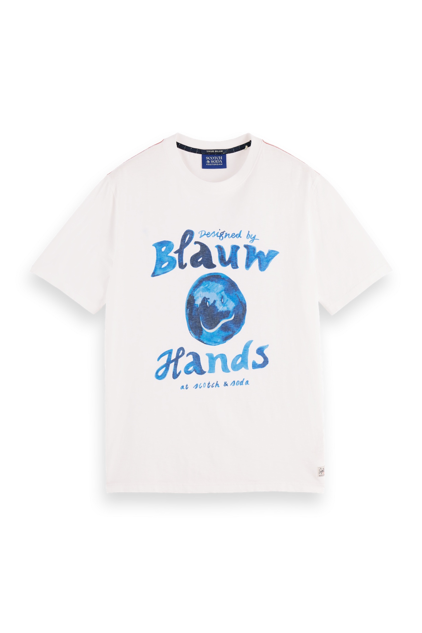 Scotch & Soda Denim Artwork T-shirt Offwhite Maat: M | T-shirts met Print Outlet | Heren | Wit