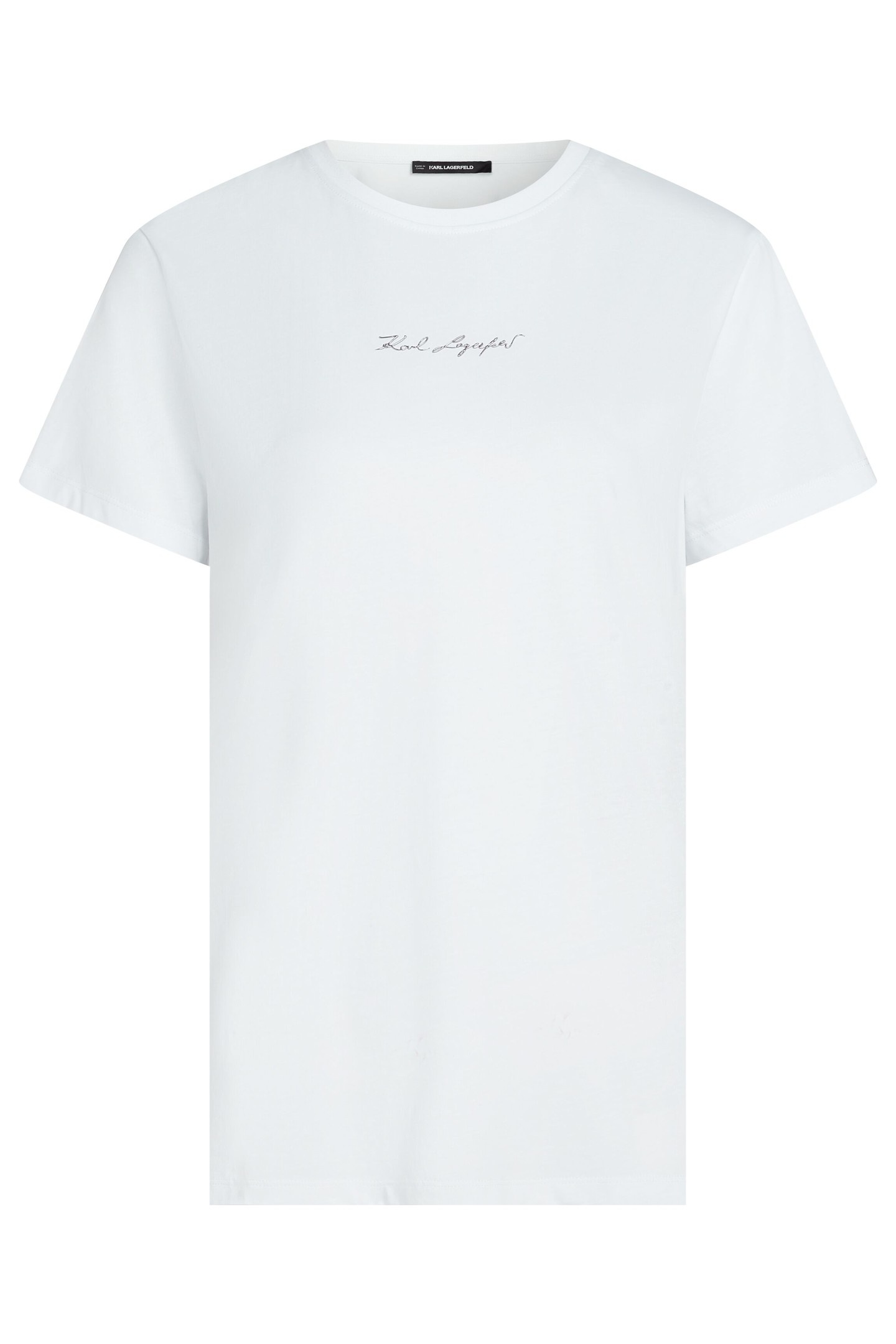 Karl Lagerfeld Silver Signature T-shirt White Maat: XL | Tops Outlet | Dames | Wit