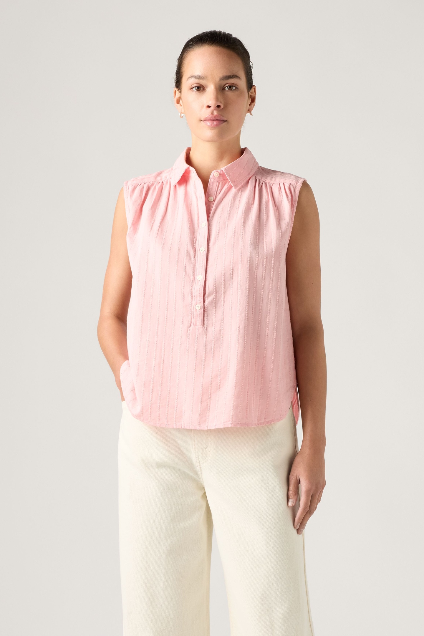Levi's Londyn Short Sleeve Popover Top Maat: S | Blouses Outlet | Dames | Roze