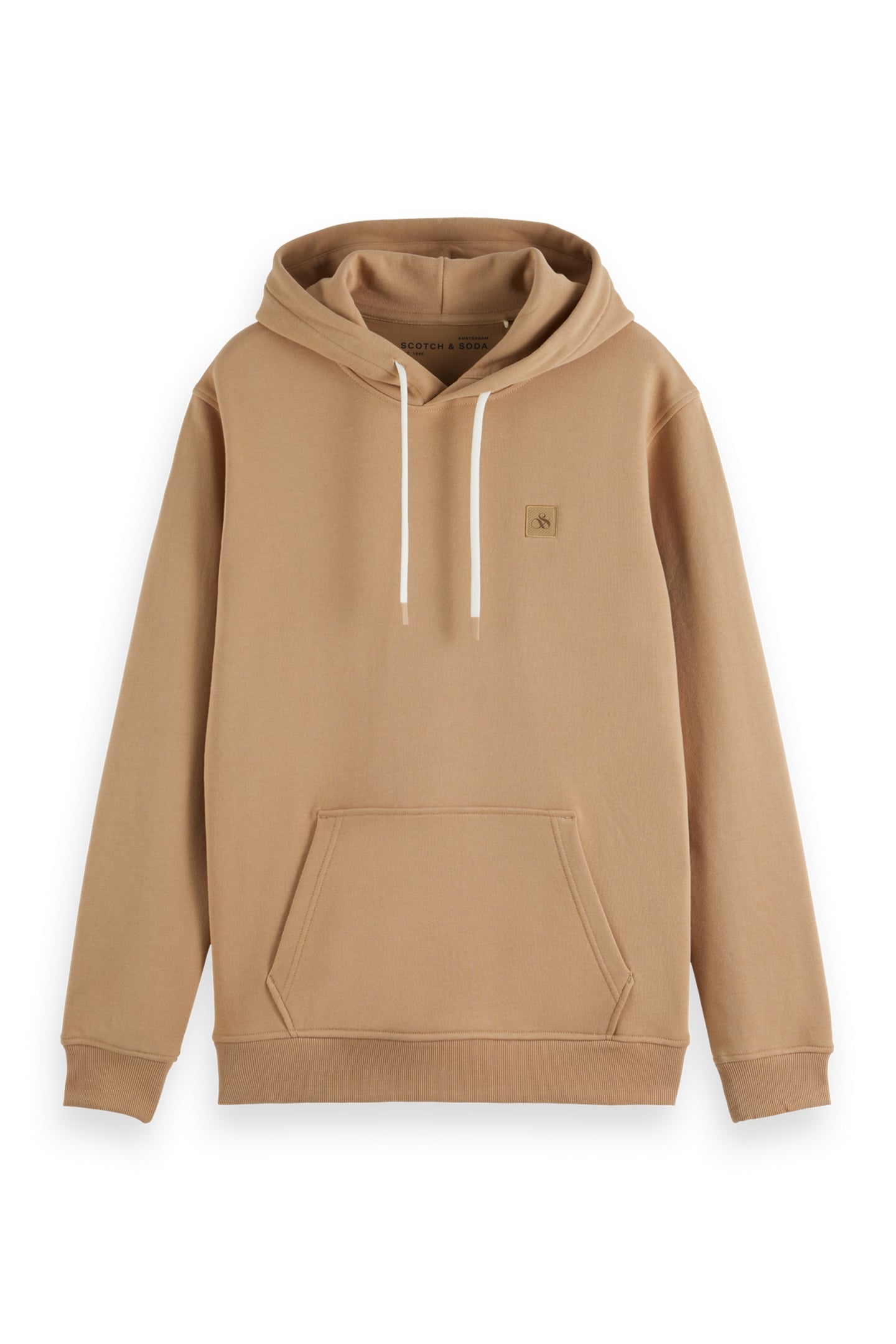 Scotch & Soda Regular-fit Logo Badge Hoodie Tannin Maat: L | Hoodies Outlet | Heren | Beige