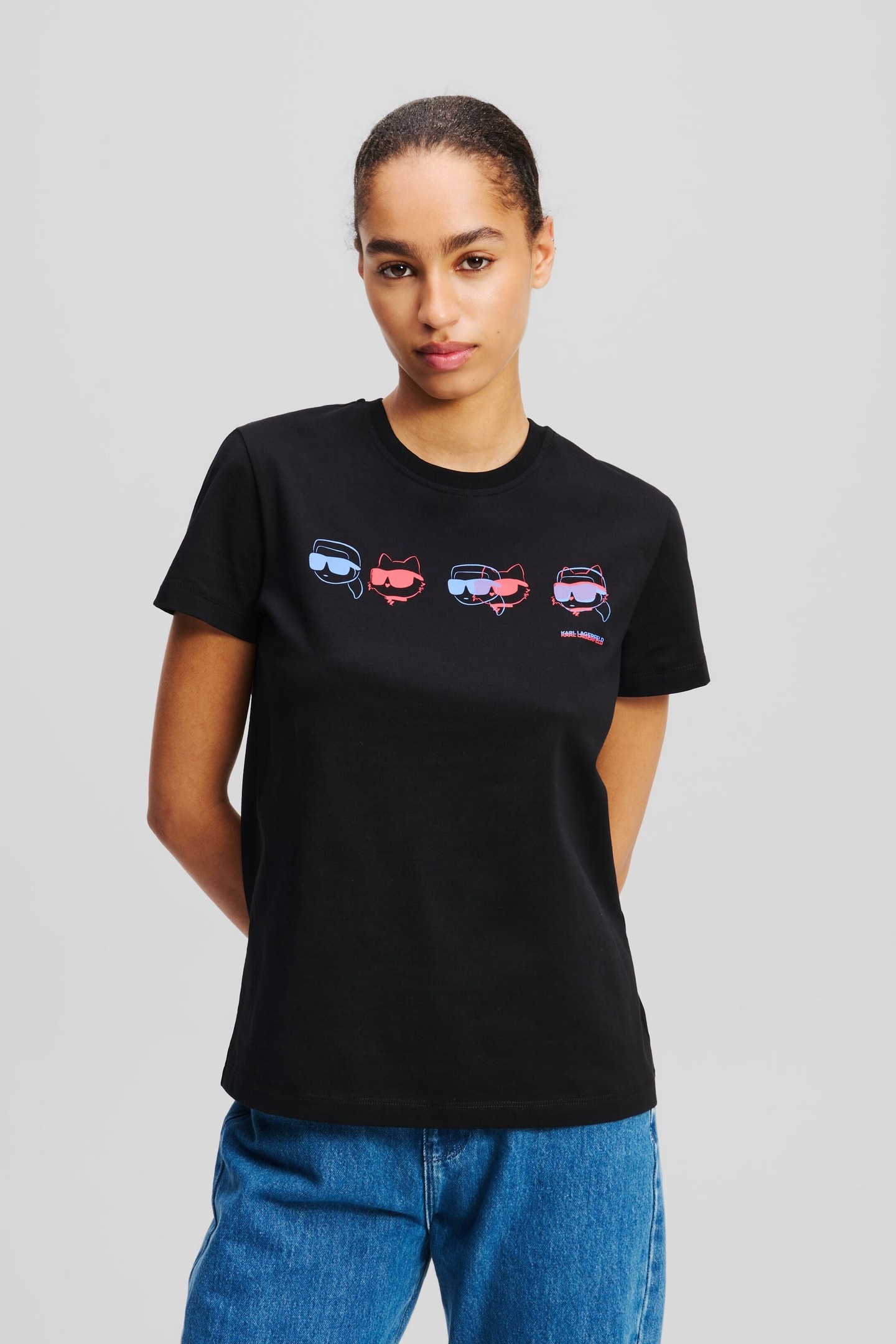 Karl Lagerfeld Ikon Colour Regular T-shirt Black Maat: M | Tops Outlet | Dames | Zwart