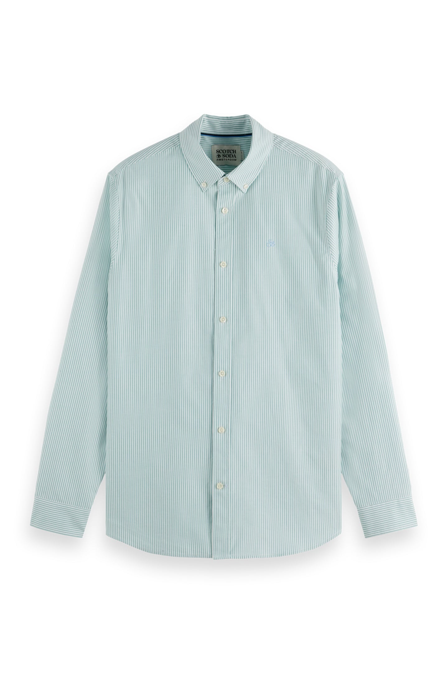 Scotch & Soda Striped Regular-fit Oxford Shirt Agate Green Stripe Maat: M | Zakelijke Overhemden Outlet | Heren | Groen