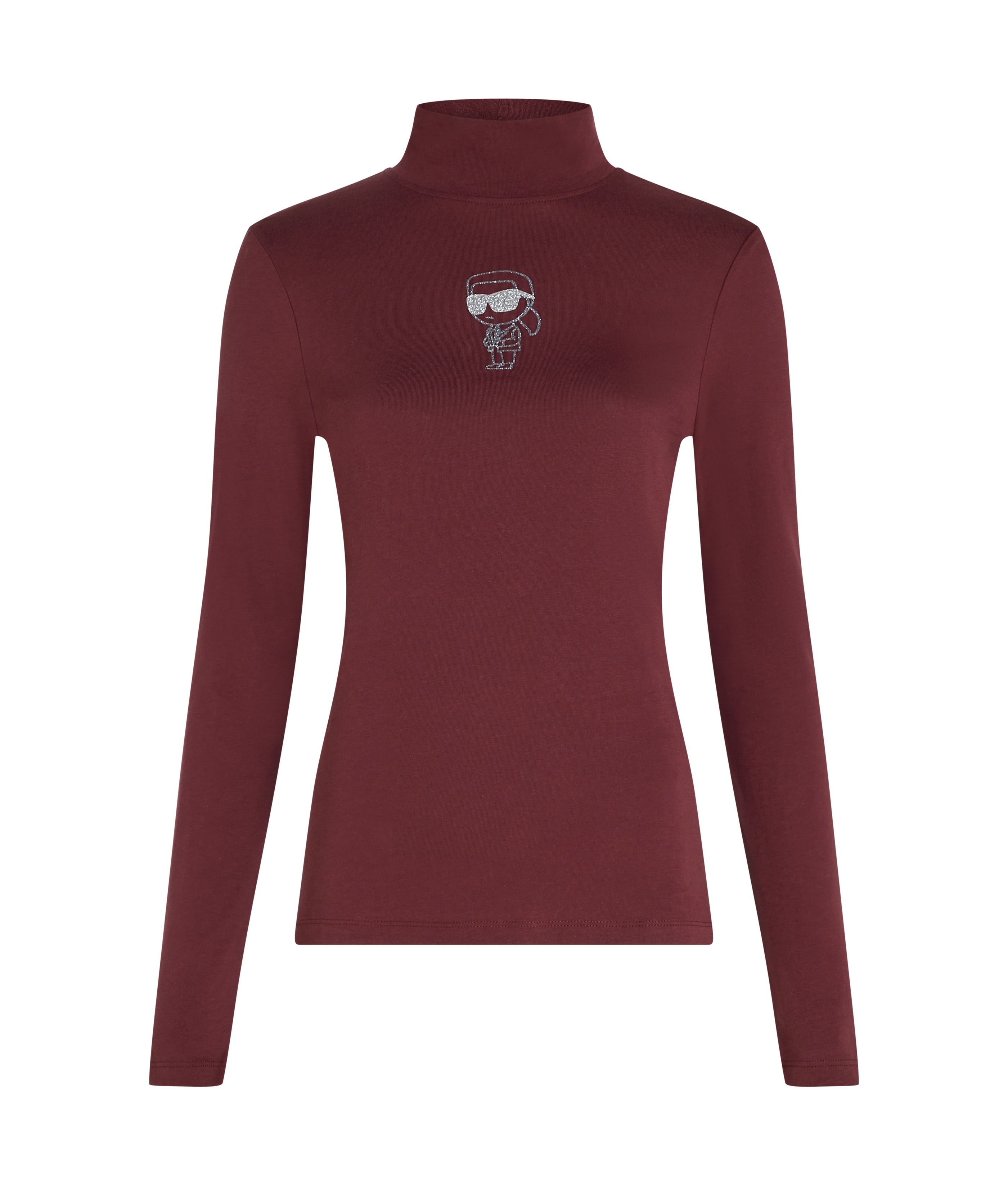 Karl Lagerfeld Ikon Glitter Mock Neck Ls Top Tawny Port Maat: M | Longsleeves Outlet | Dames