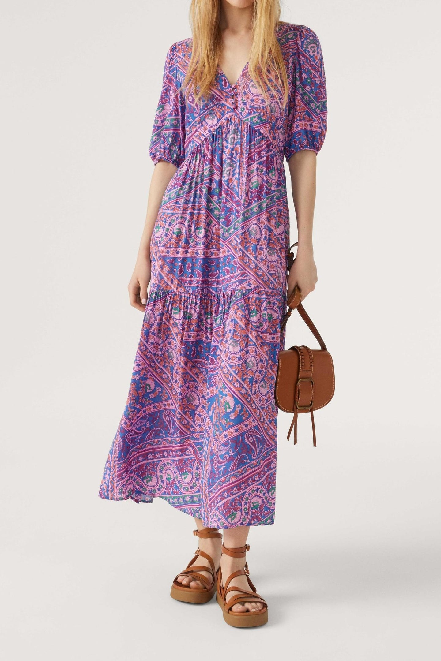 BA&SH Robe Falba Bleu Maat: XS | Maxi Jurken Outlet | Dames | Roze