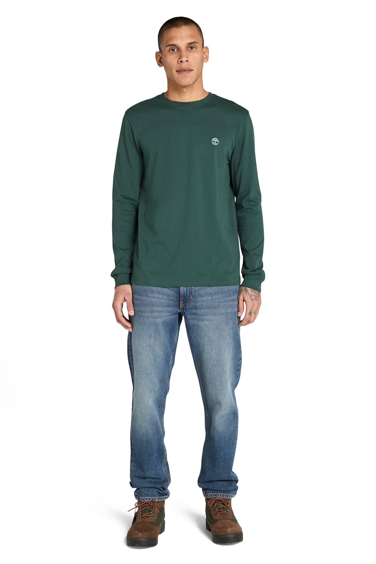 Timberland Long Sleeve Tee Green Gables Maat: S | Basic T-Shirts Outlet | Heren | Groen