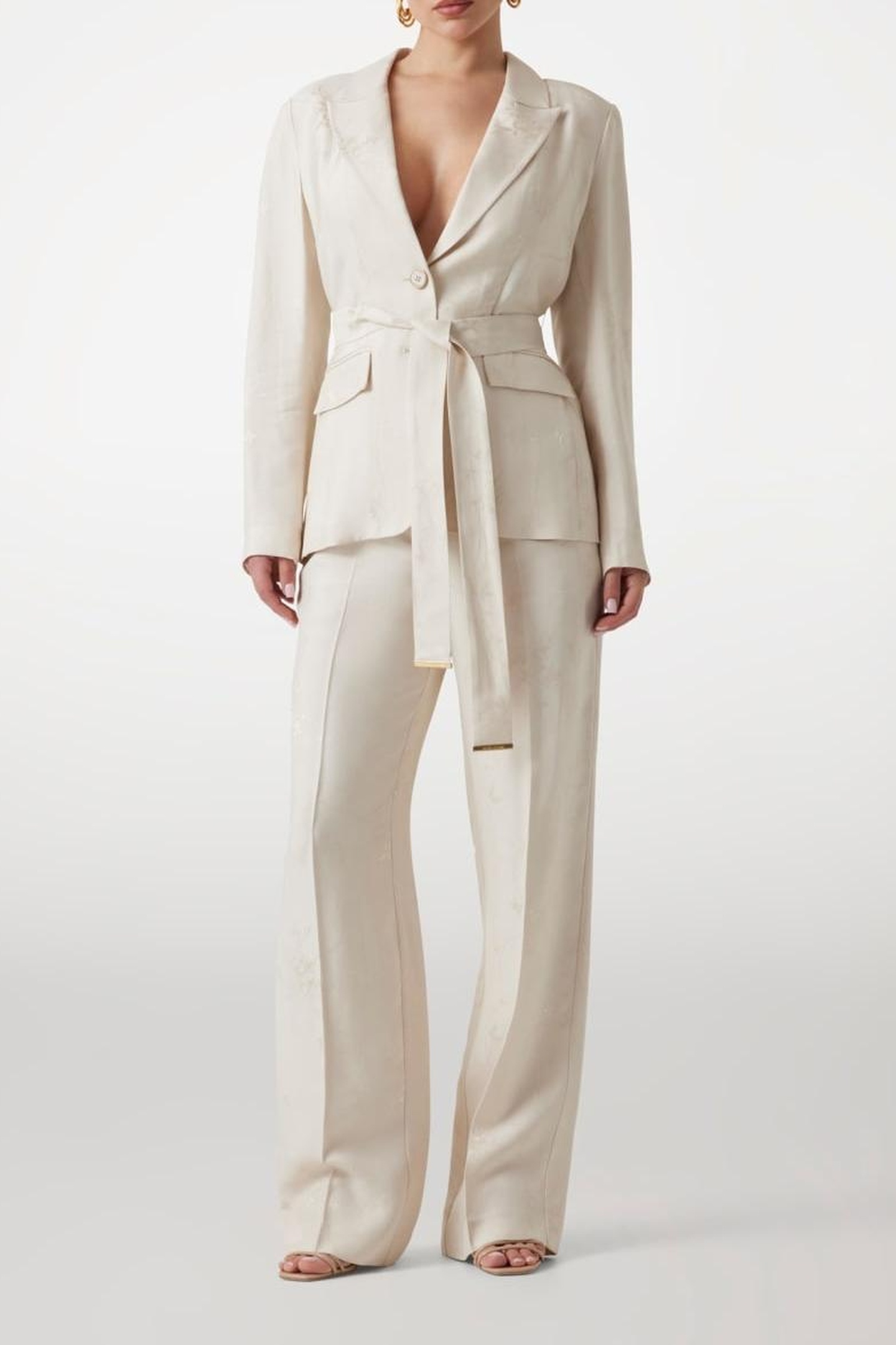 GUESS Whitney Belted Suit Dreamy Moon Multi Maat: 38 | Blazers Outlet | Dames | Beige