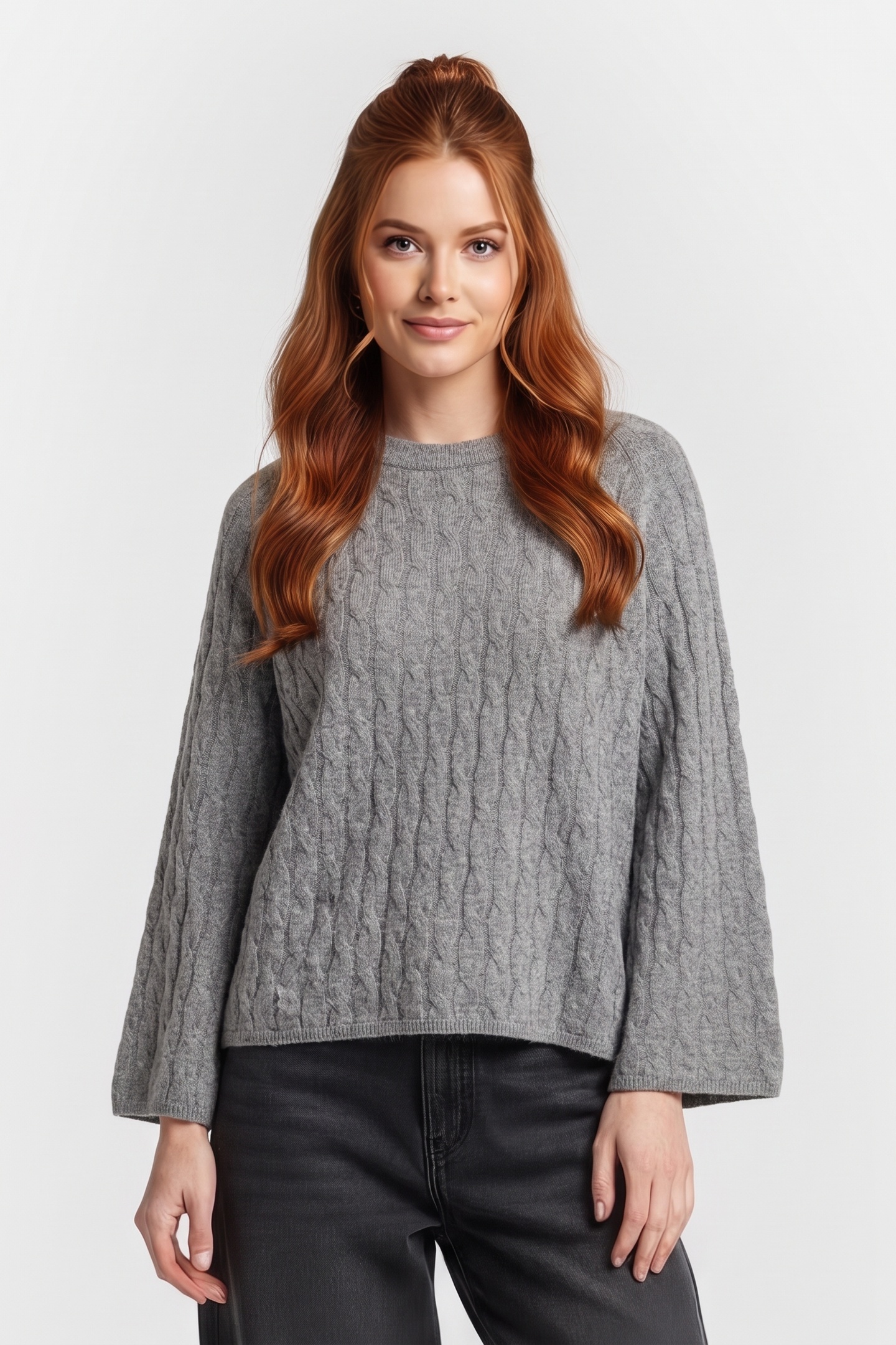 ARKET Calla Cashmere Cable Sweater Grey Maat: M | Sweaters Outlet | Dames | Grijs