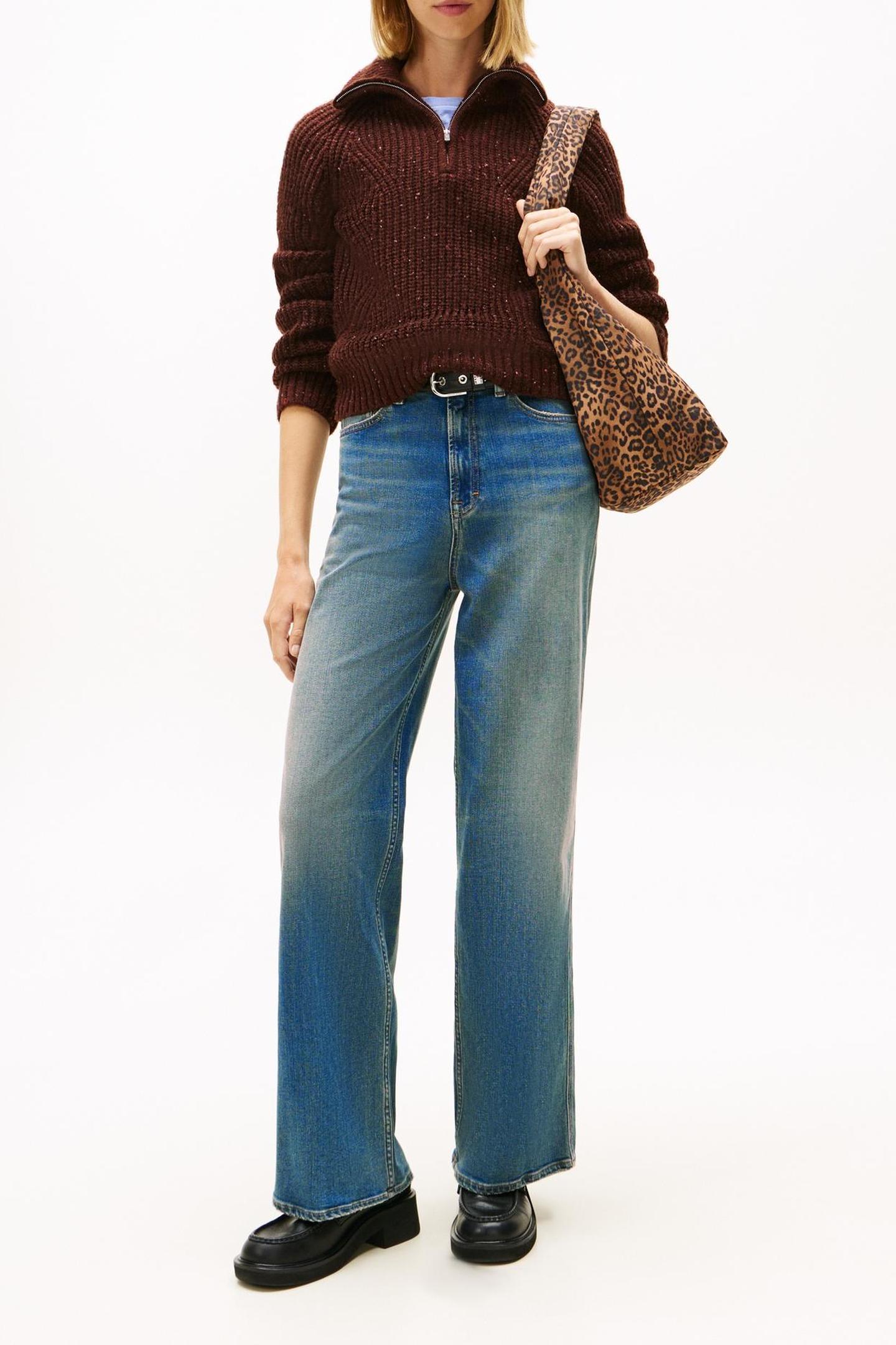 Tommy Hilfiger Claire High Rise Wide Leg Denim Dark Maat: W32L28 | Wijde Broeken Outlet | Dames | Blauw