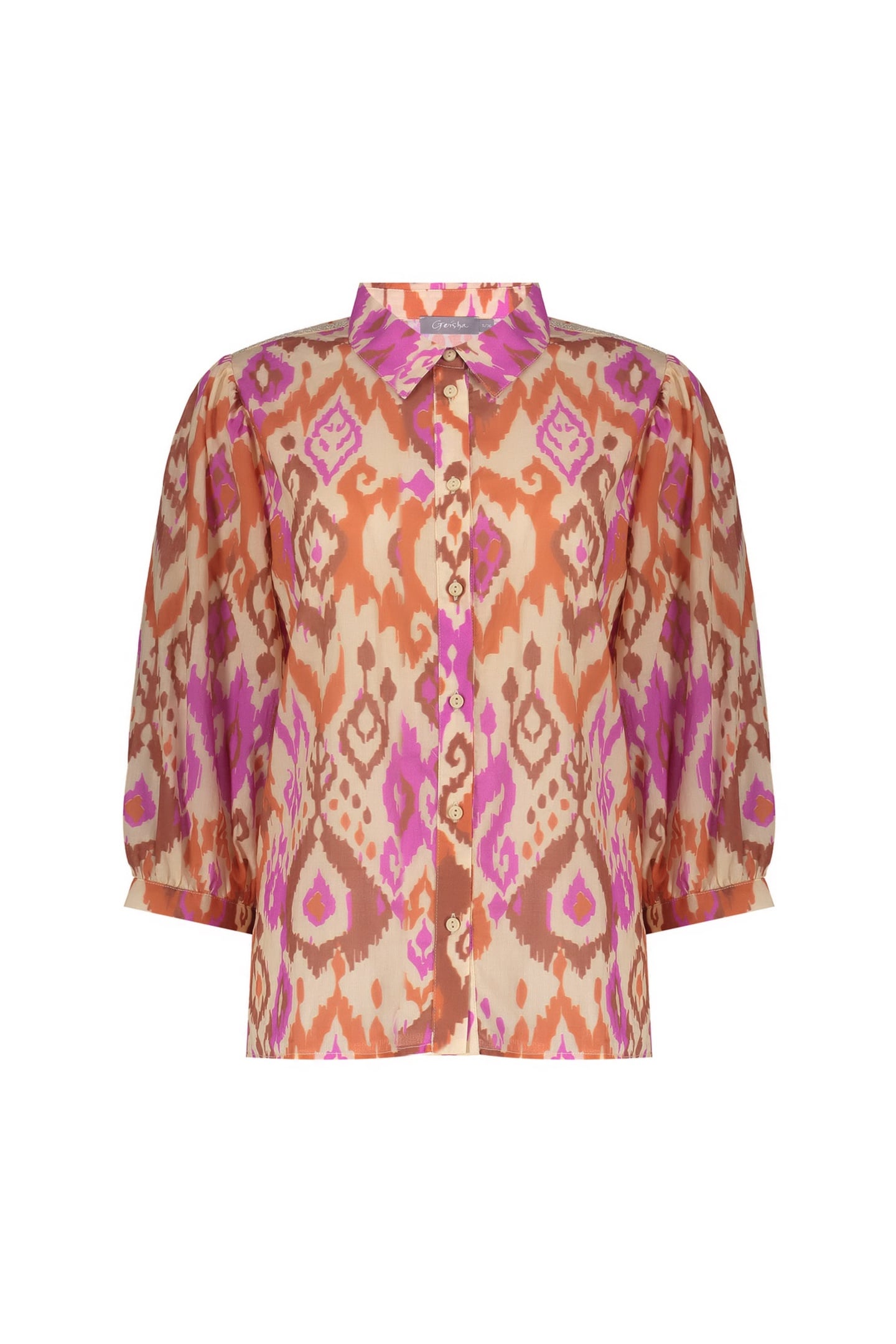 Geisha Blouse Ecru/brown/cassis Maat: XXL | Blouses Outlet | Dames | Bruin