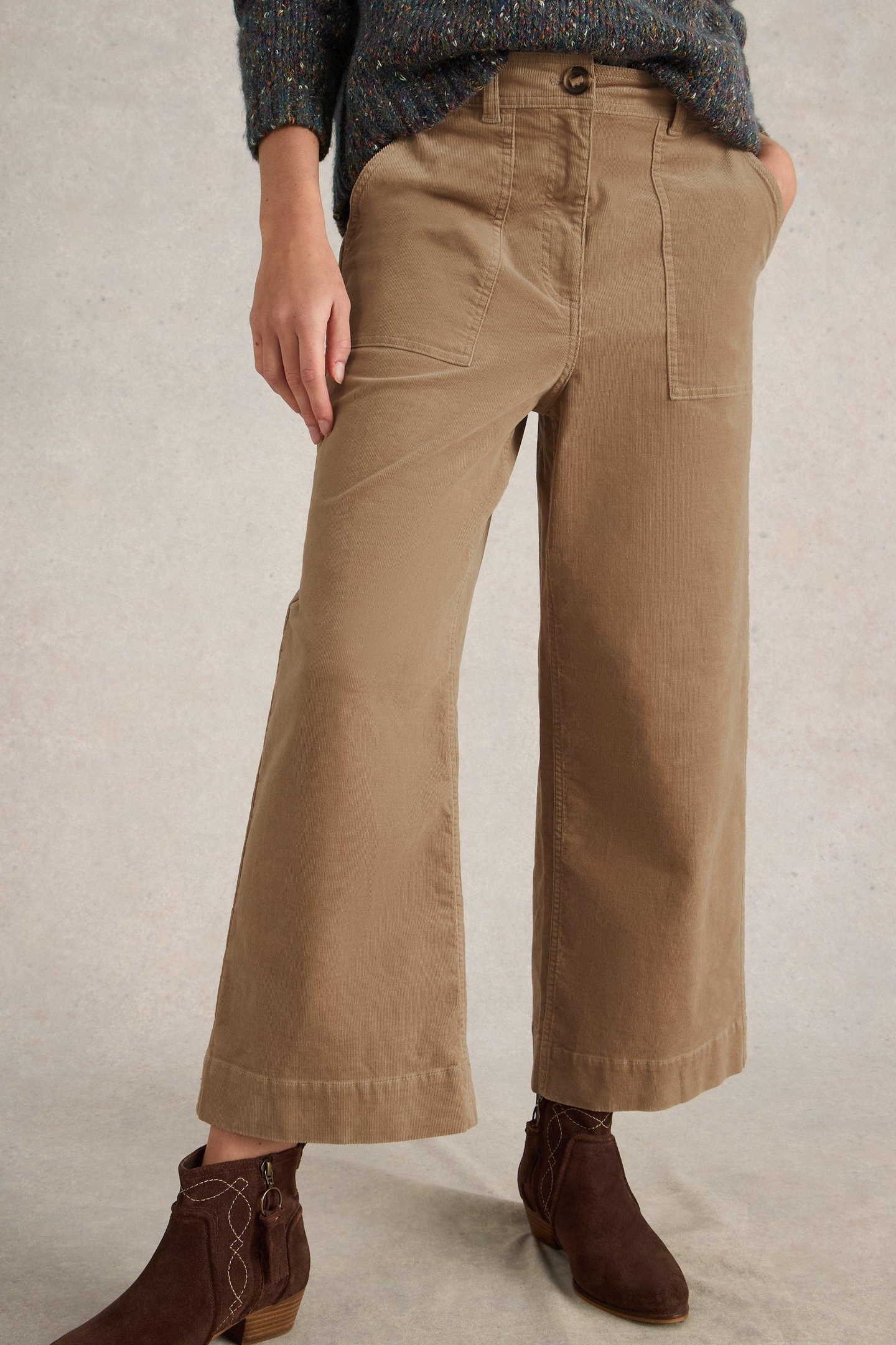 White Stuff Romy Cord Cullotte Light Natural Maat: 16 REGULAR | Wijde Broeken Outlet | Dames | Beige