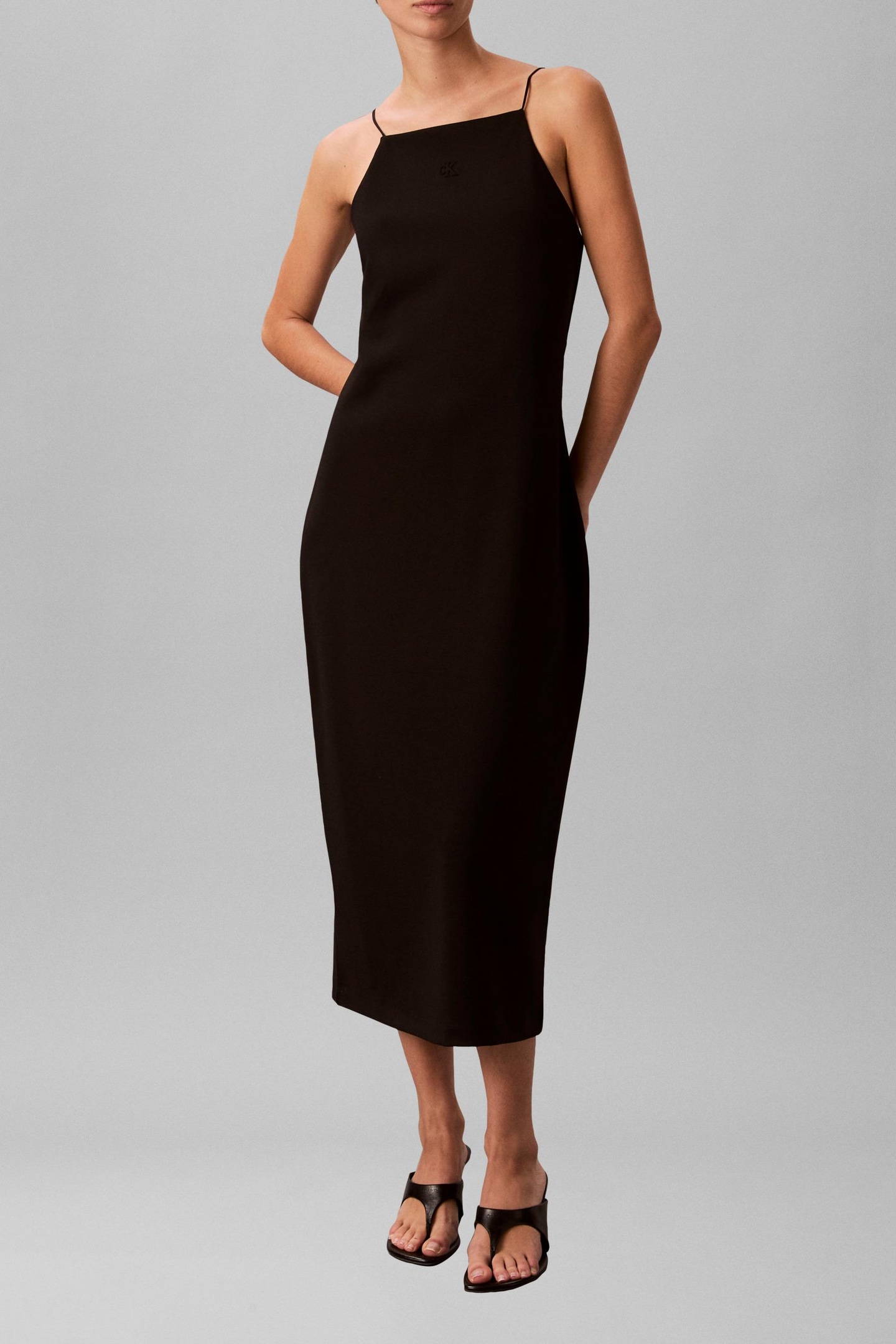 Calvin Klein Sleeveless Ponte Monogram Cami Black Taglia: XS | Abiti Midi Outlet | Donna | Nero