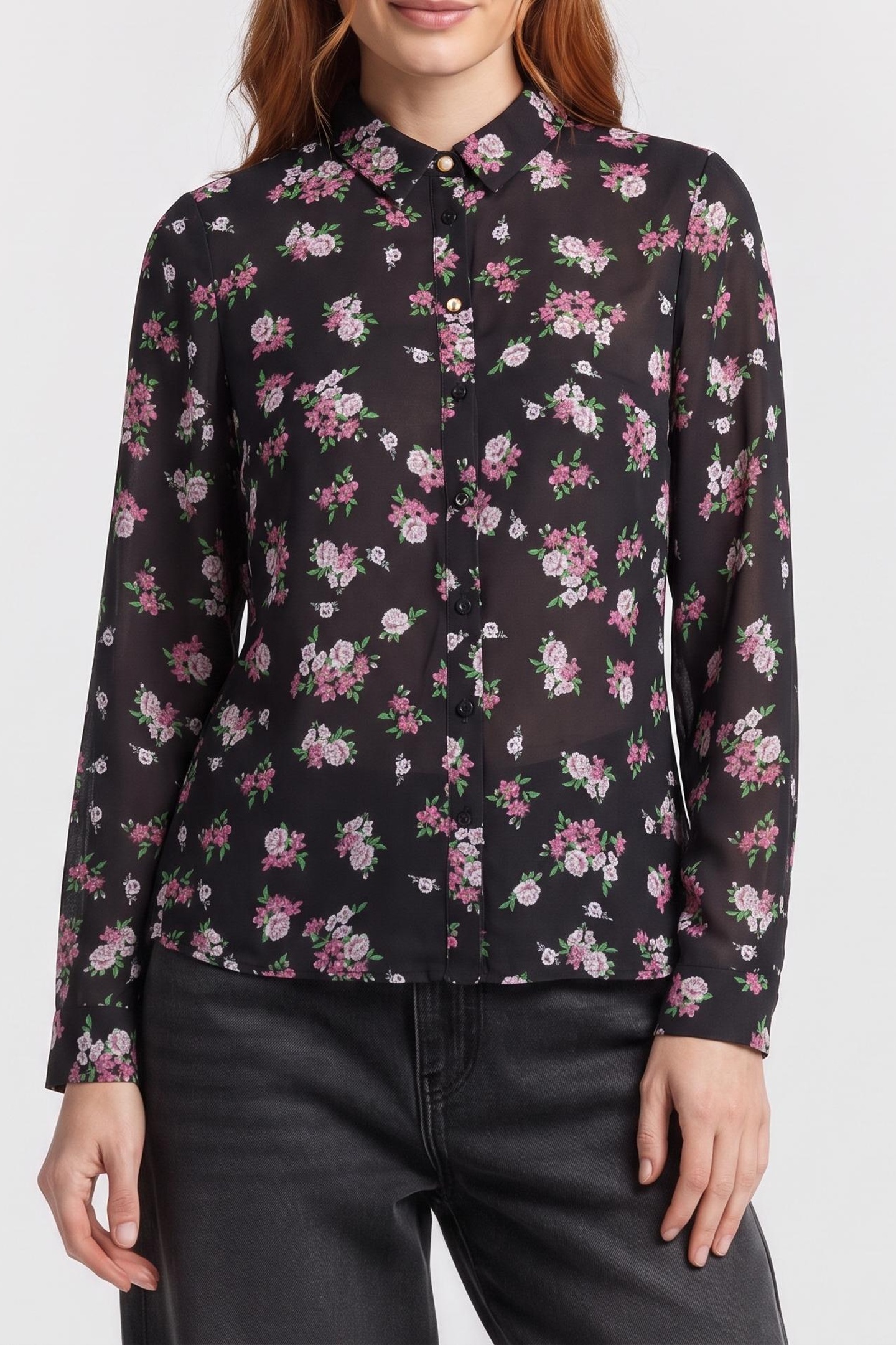 GUESS  Eco Ls Clouis Shirt Ditzy Peonies Print Maat: XS | Blouses Outlet | Dames | Zwart