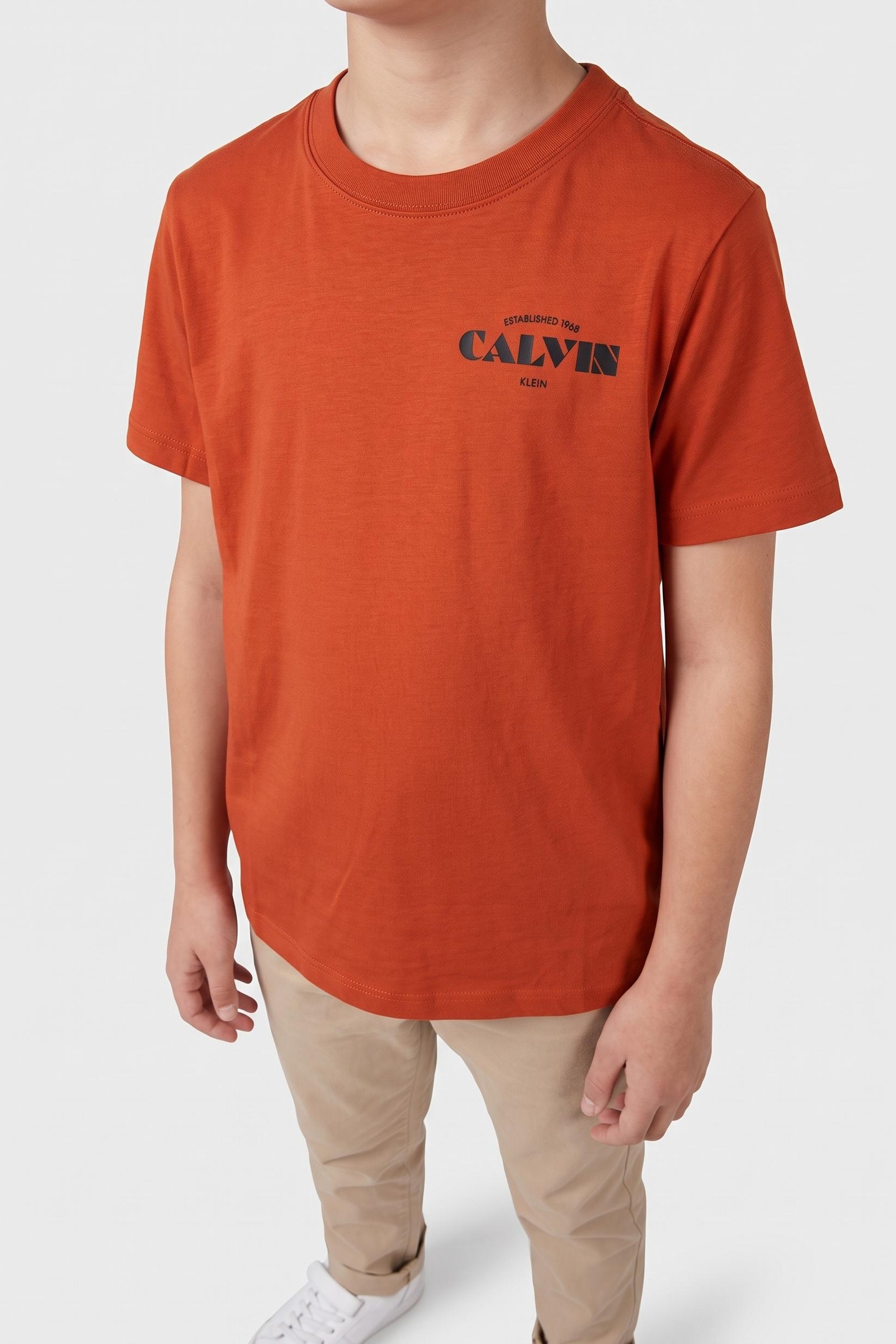Calvin Klein Boys Calvin Small Chest Logo Tee Orange Balloon Taglia: 8 | T-shirt Outlet | kids | Arancione