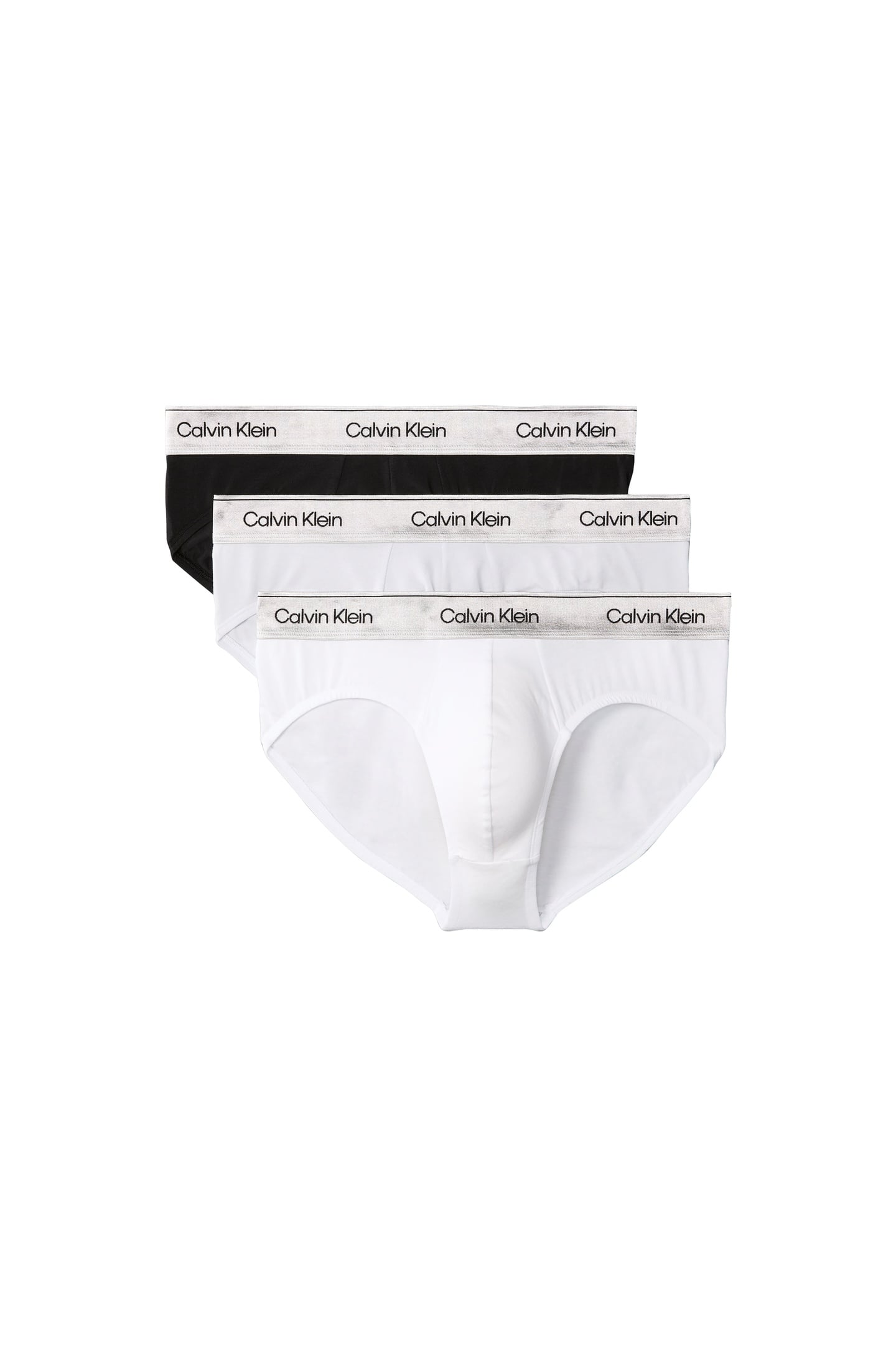 Calvin Klein Hip Brief 3-pack Black W/silver Haze Wb/silver Haze Maat: M | Onderbroeken Outlet | Heren | Wit
