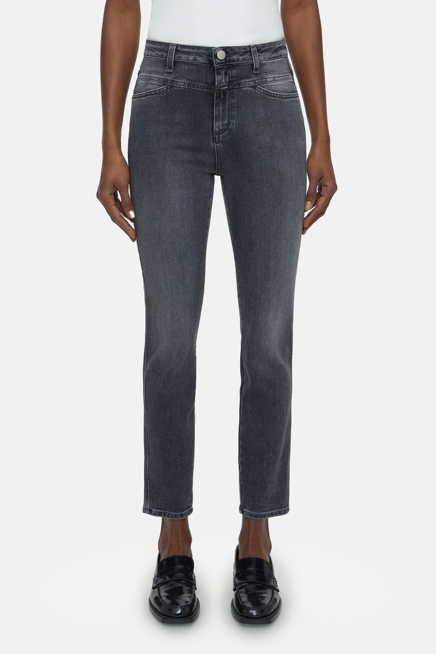Closed Skinny Pusher Jeans Mid Grey Maat: W25L34 | Skinny Jeans Outlet | Dames | Grijs