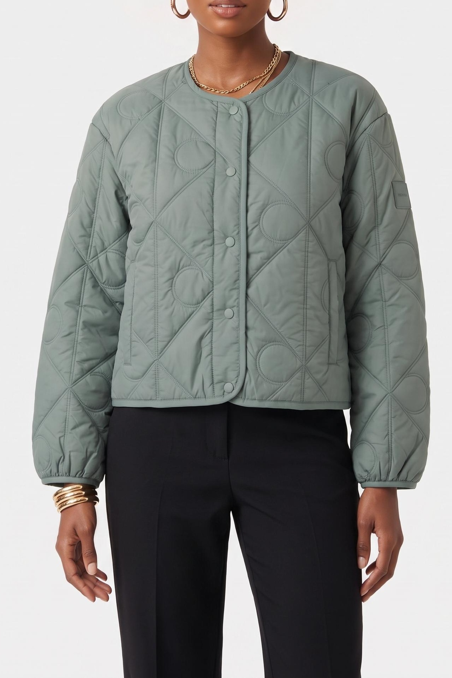 Calvin Klein Lightweight All-over Print Quilted Autumn Green Größe: S | Leichte Jacken Outlet | Damen | Grün