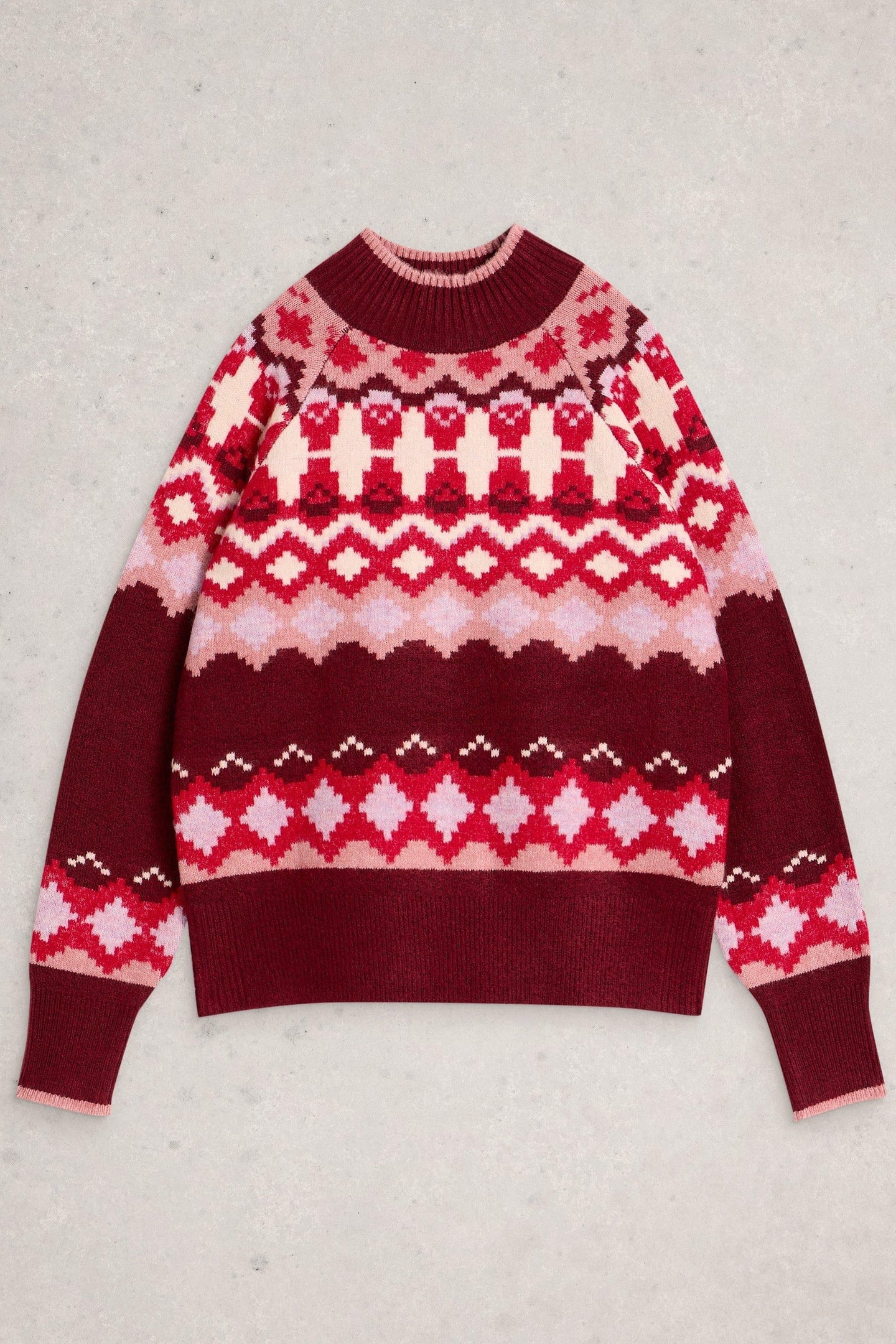 White Stuff Fairisle High Neck Jumper Plum Multi Maat: 12 | Sweaters Outlet | Dames | Paars