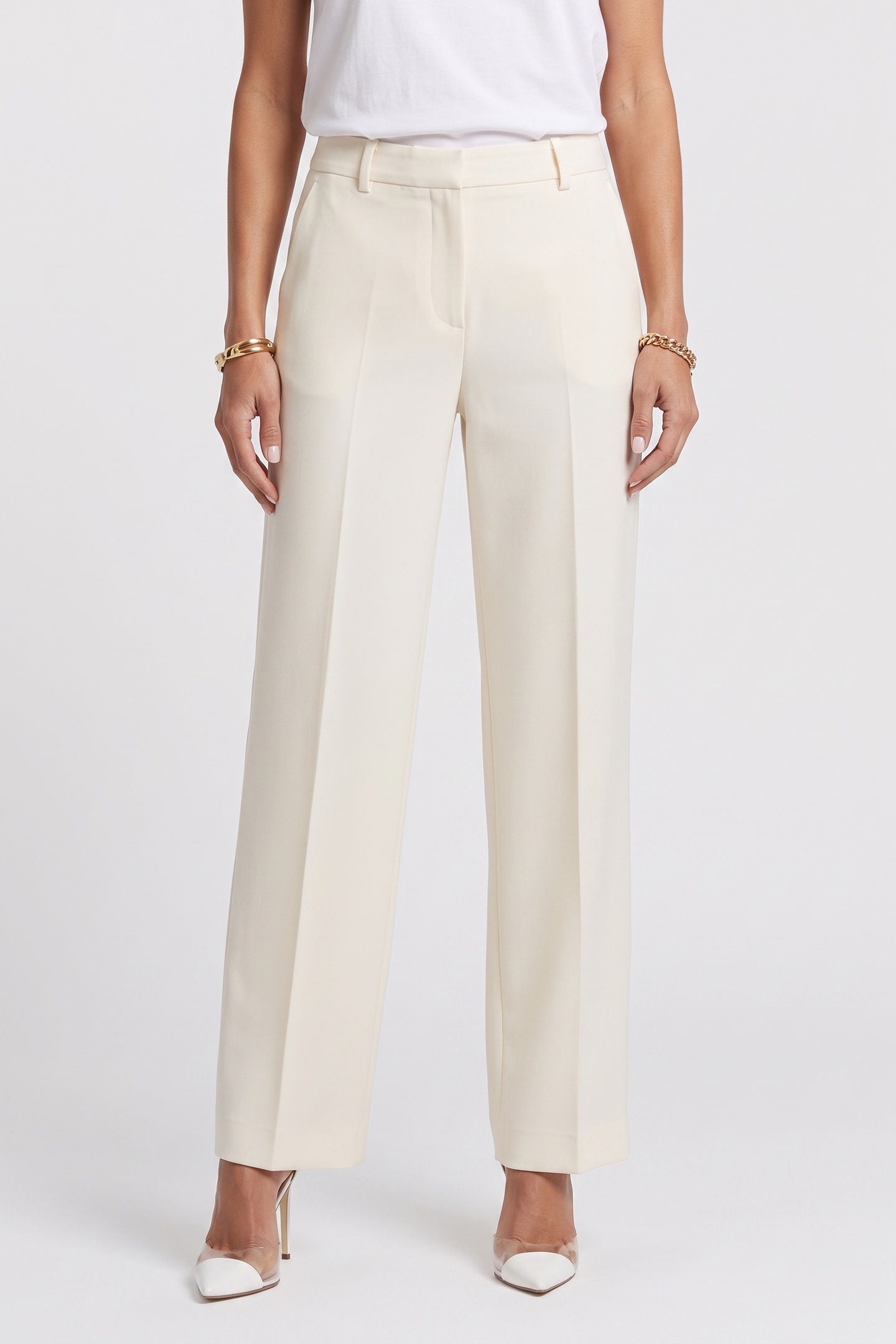 The Kooples Pantalon Costume Wide Ecru Maat: 40 | Pantalons Outlet | Dames | Ecru