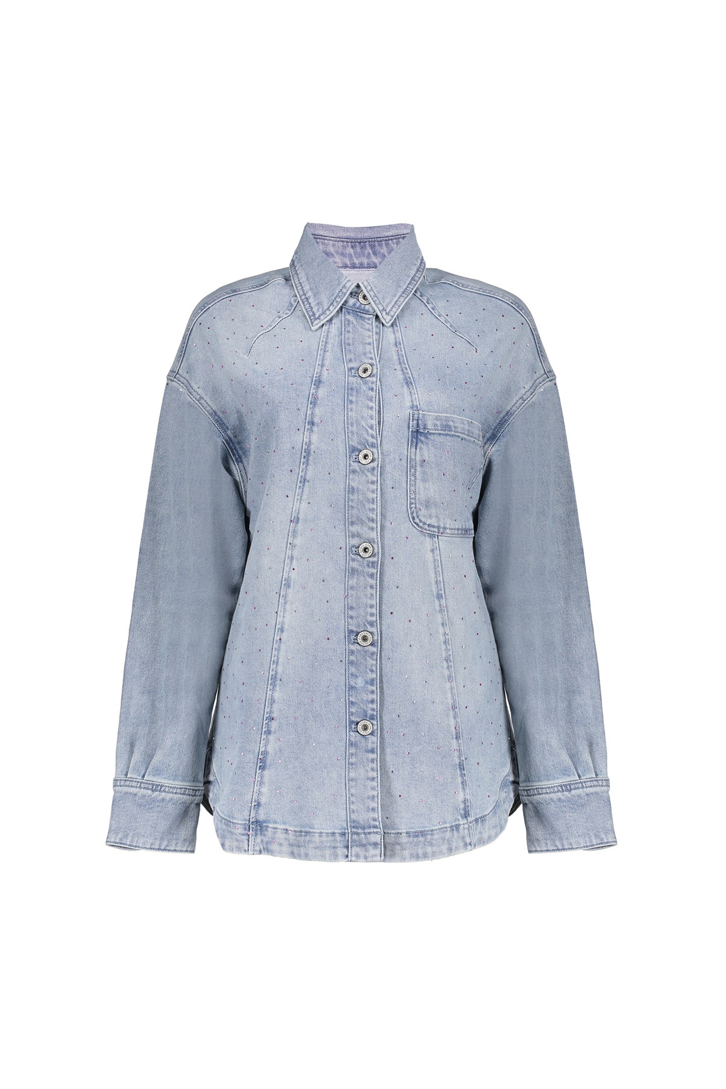 Geisha Jeans Overshirt Stones Bleached Denim Stones Maat: S | Overhemden Outlet | Dames | Blauw
