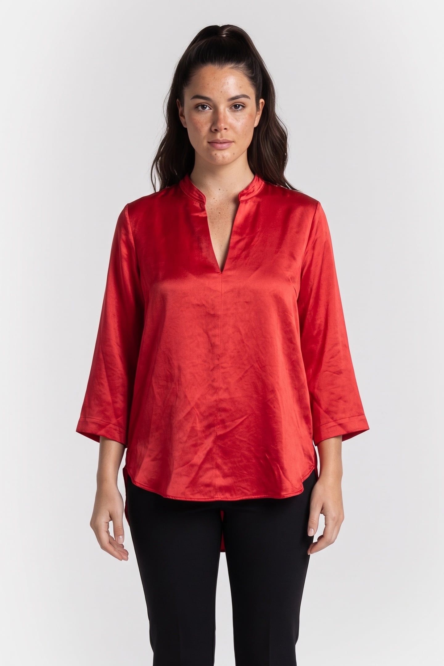 ARKET Holk Satin Silk Top Red Maat: 34 | Longsleeves Outlet | Dames | Rood