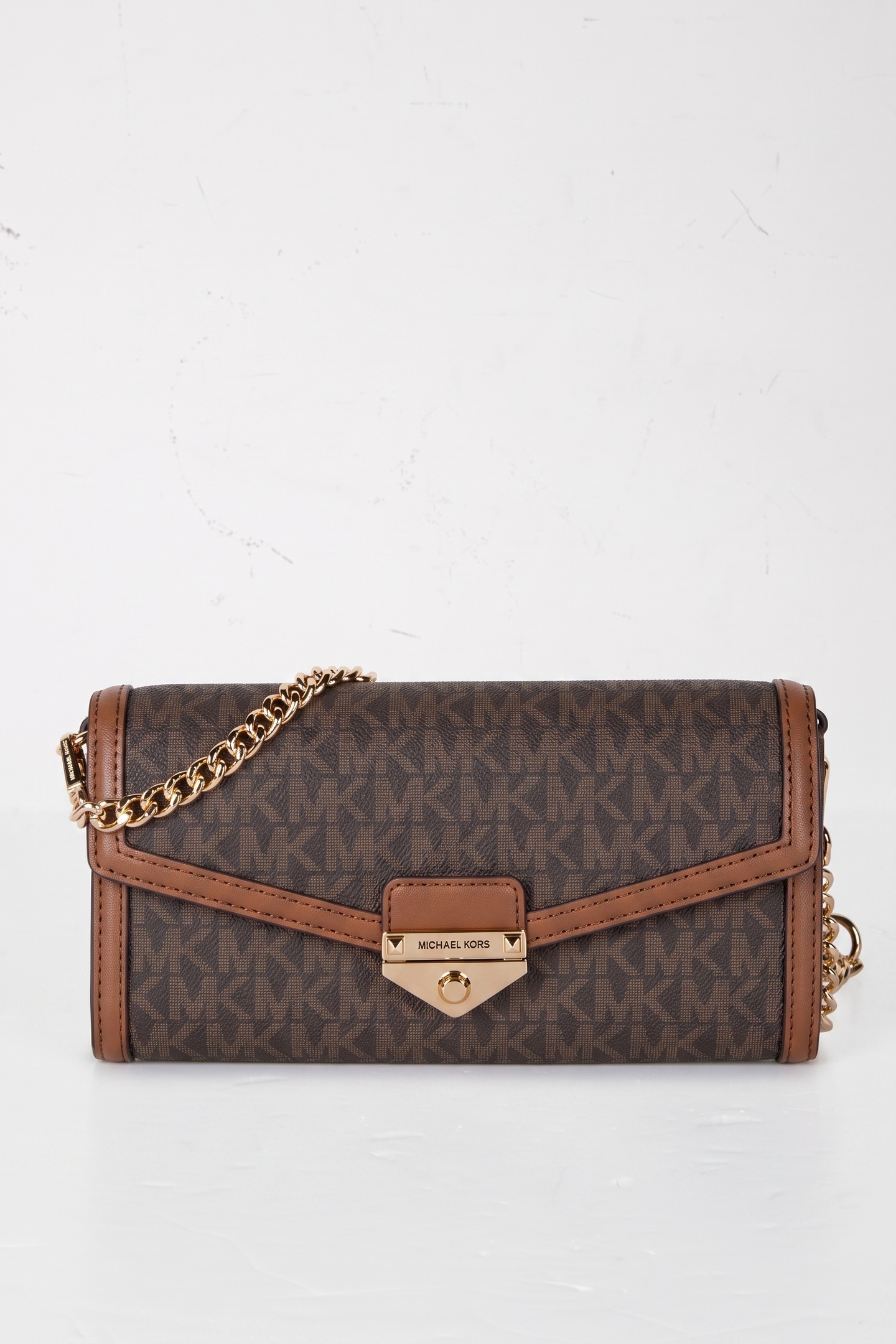 Michael Kors Large Wallet On A Chain Crossbody Brown Maat: OS | Schoudertassen Outlet | Dames | Bruin