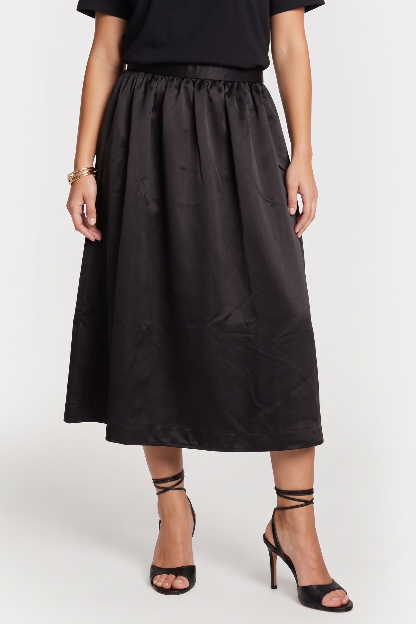 ARKET Judith Tafetta Skirt Black Maat: 36 | Midi Rokken Outlet | Dames | Zwart