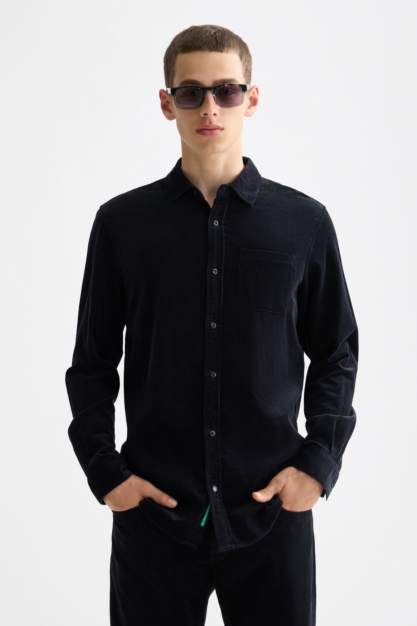 Scotch & Soda Regular-fit Corduroy Shirt Meteorite Maat: S | Casual Overhemden Outlet | Heren | Zwart