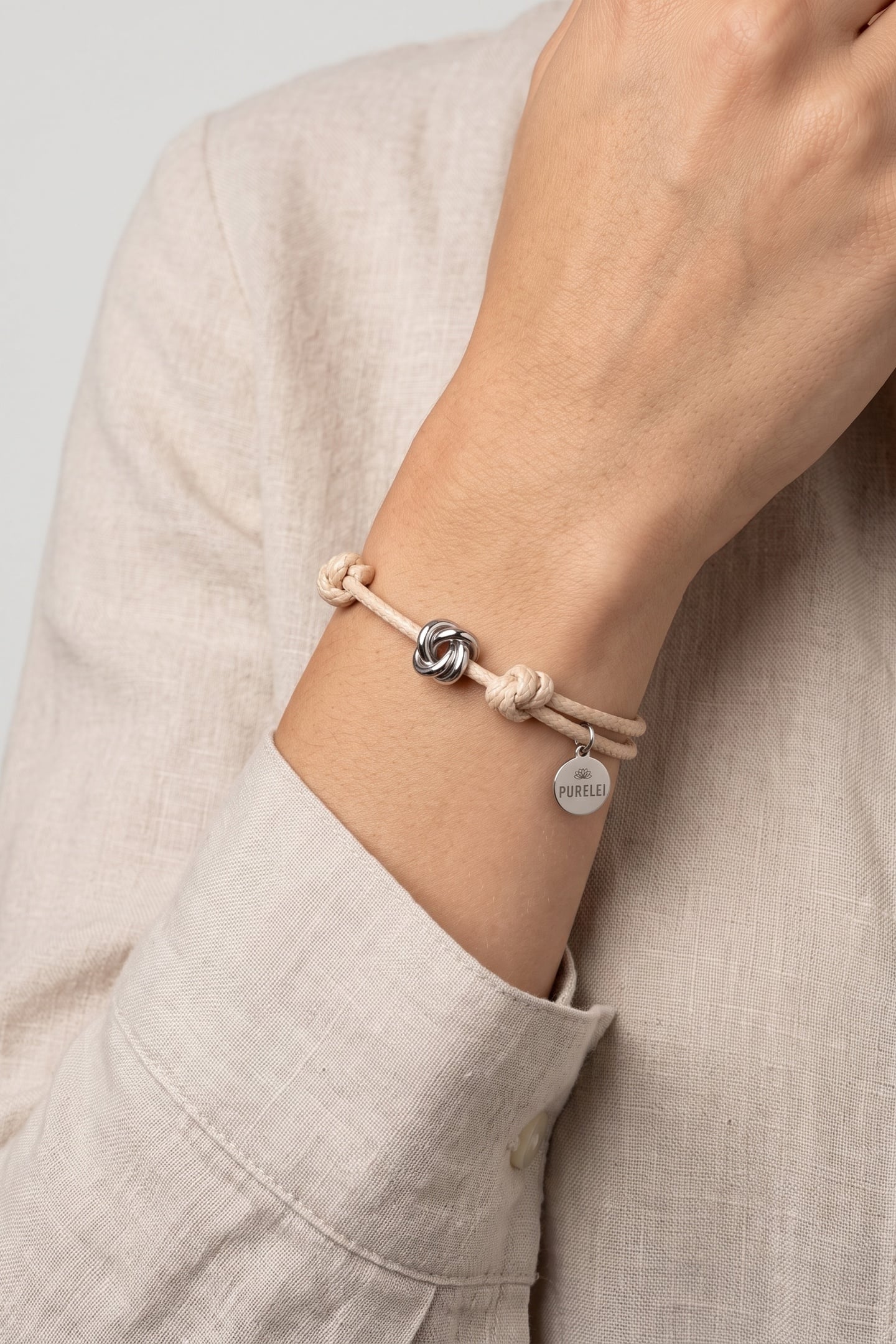 PURELEI Knot Armband Silver Maat: OS | Armbanden Outlet | Dames | Beige