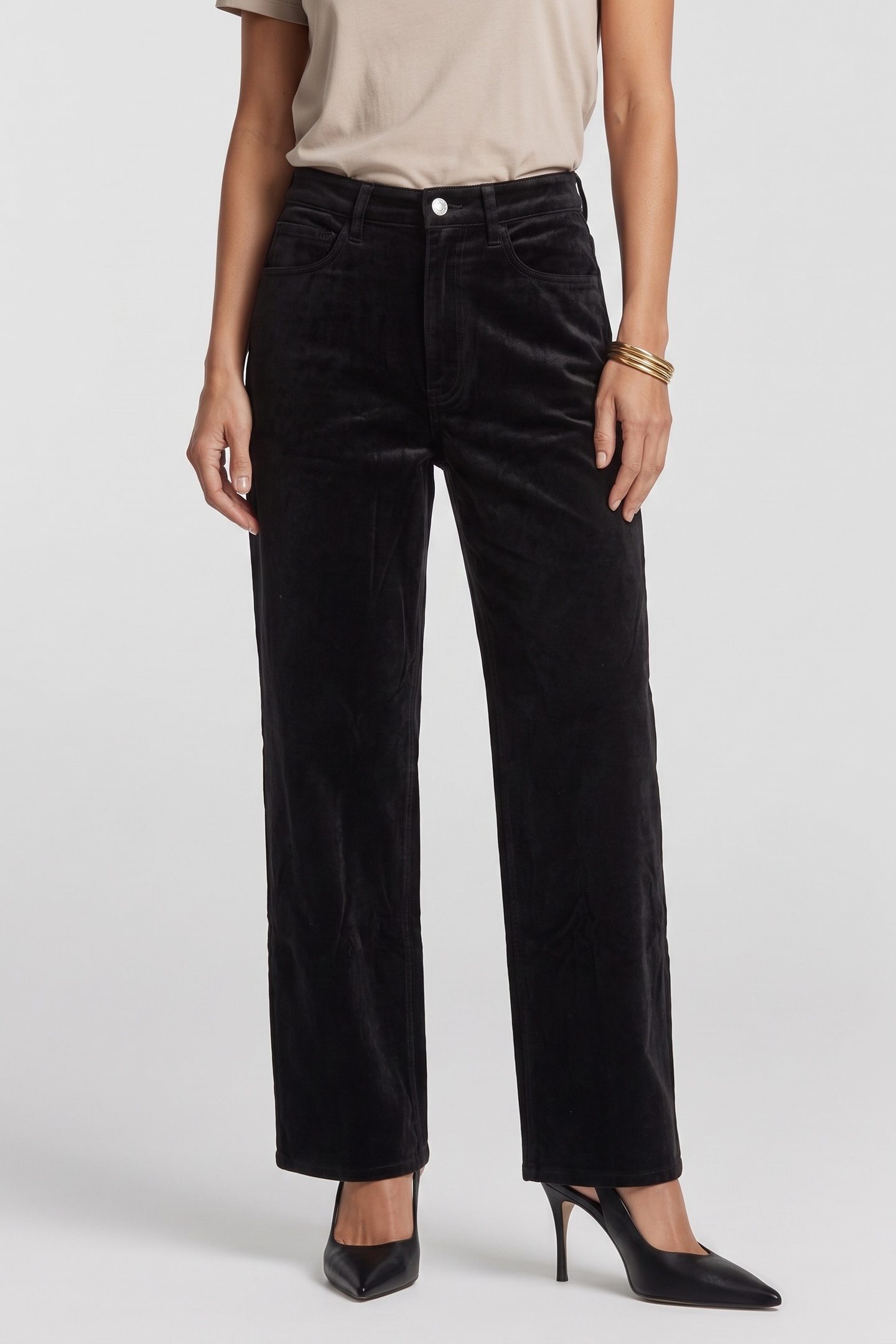 ARKET Amber Cotton Velvet Trousers Black Maat: 44 | Pantalons Outlet | Dames | Zwart