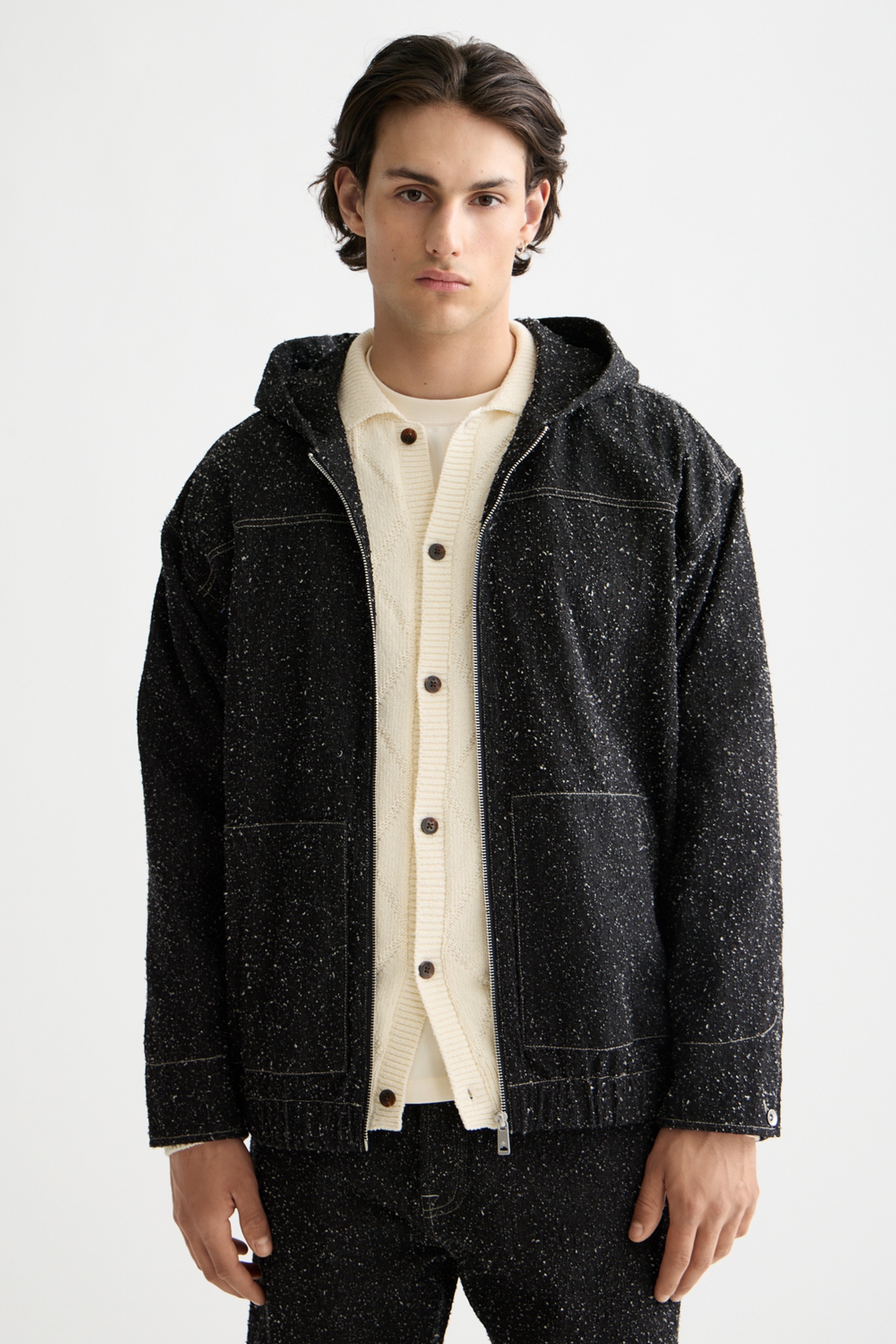 Scotch & Soda Hooded Denim Jacket — Black Snow Taille: XXL | Blousons d'aviateurs Outlet | Homme | Bleu