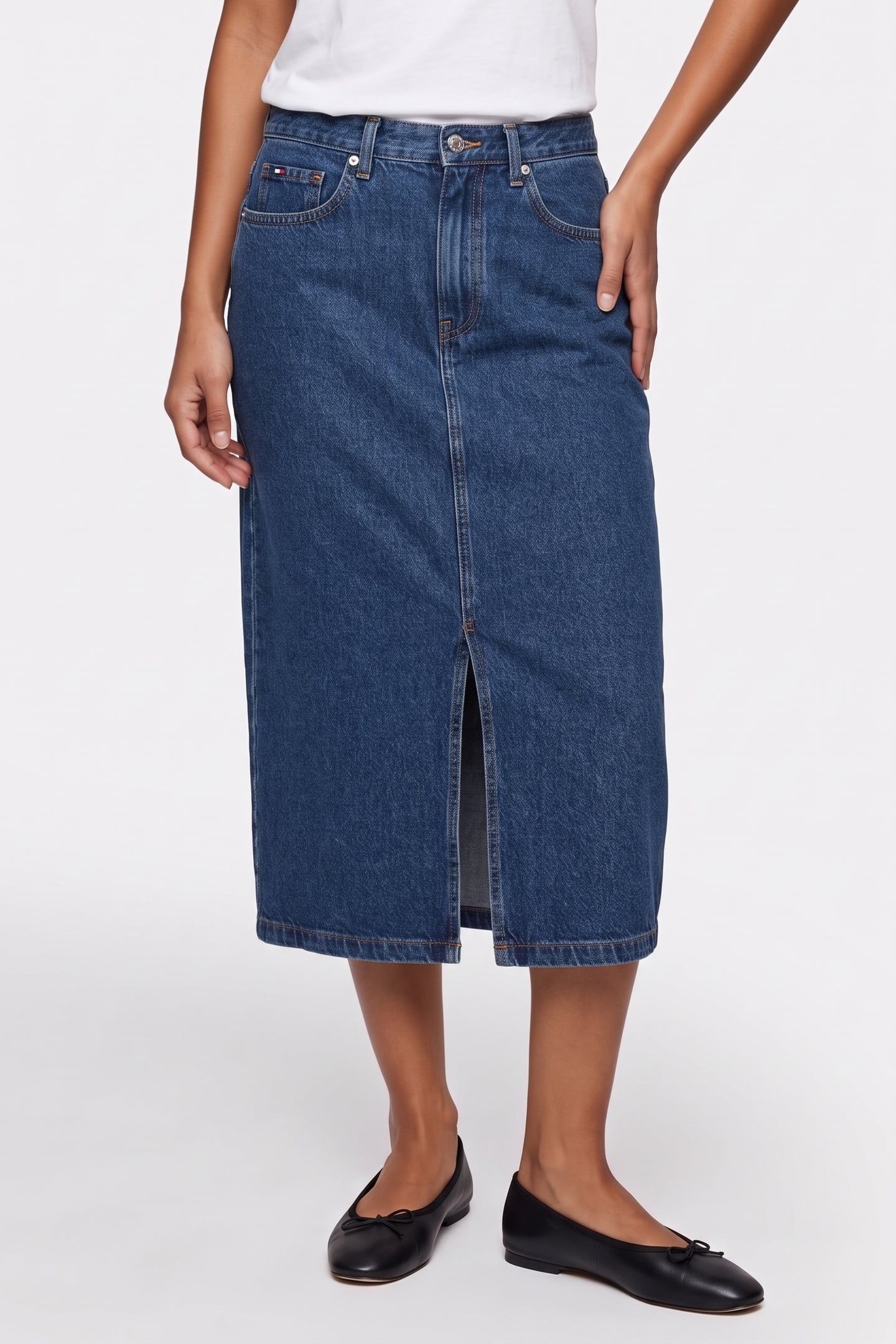 Tommy Hilfiger Denim Emi Midi Straight Emi Maat: 36 | Midi Rokken Outlet | Dames | Blauw