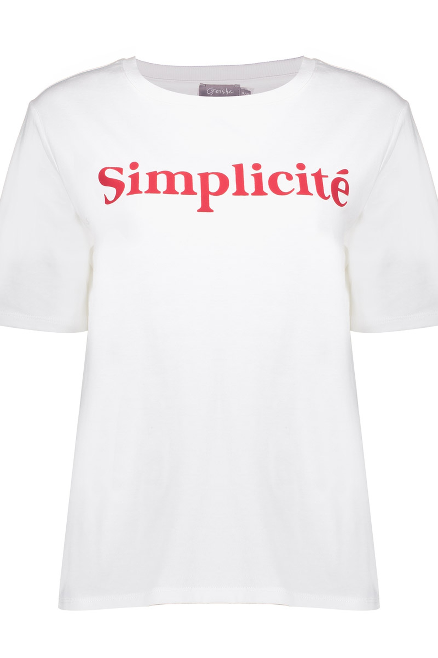 Geisha T-shirt Simplicite Off-white/red Maat: L | Tops Outlet | Dames | Wit