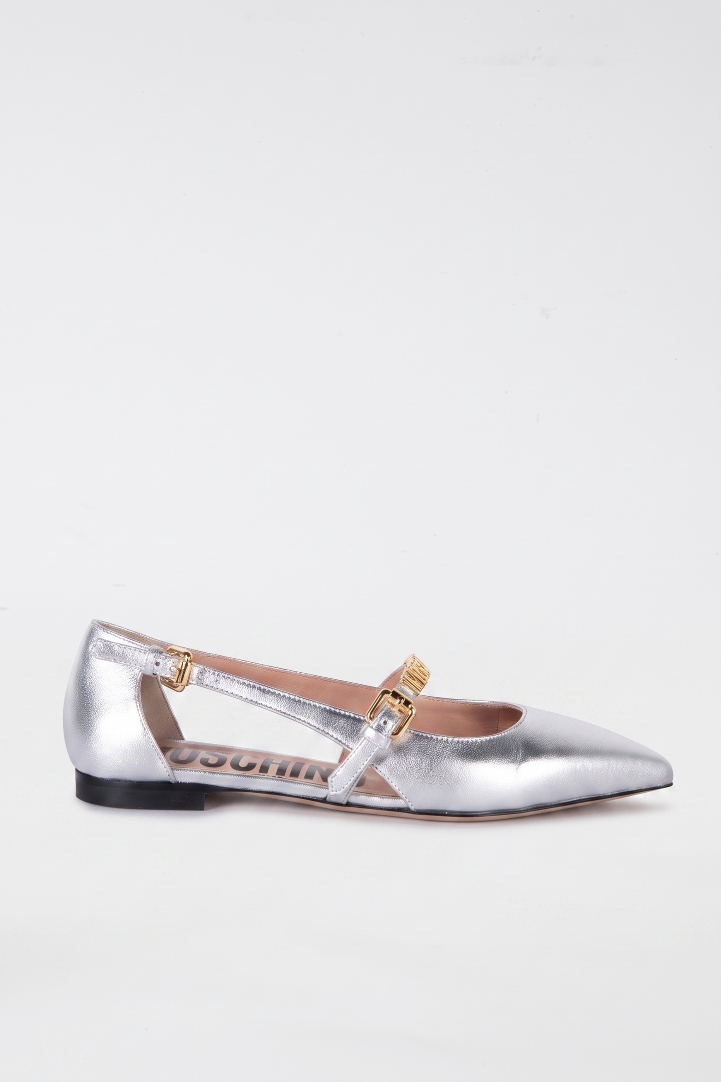 Moschino Goatskin Ballerina Silver Size: 36 | Ballerina Shoes Outlet | Dames | Zilver