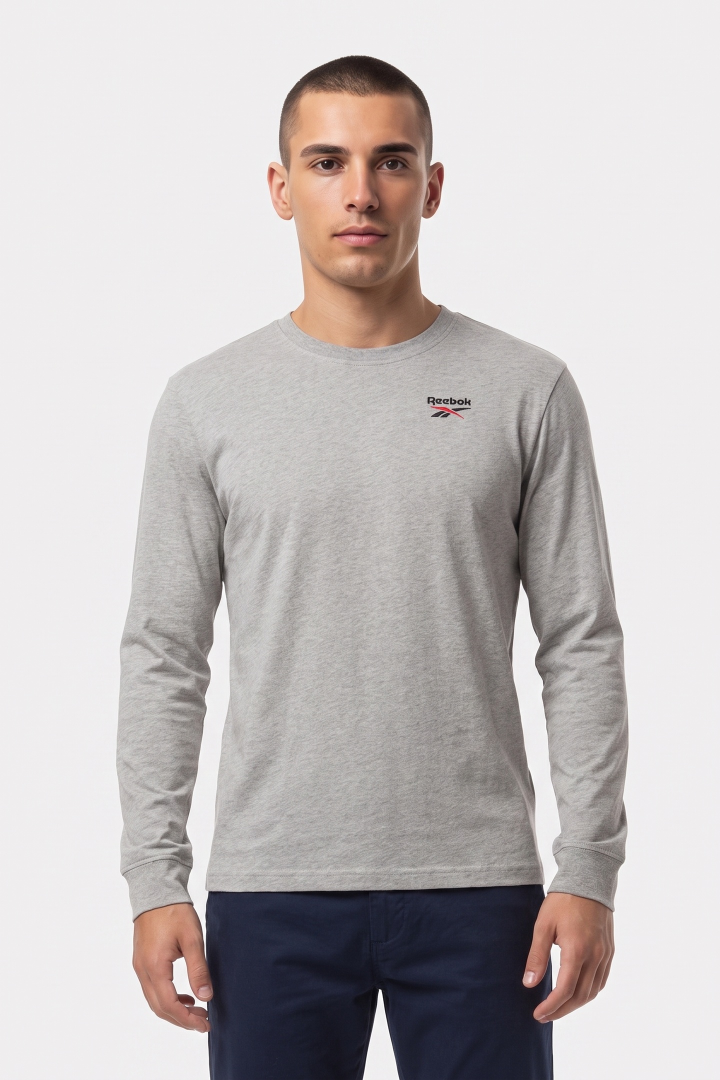 Reebok  Identity Smal Medium Grey Heather/vector Red Maat: M | Longsleeves Outlet | Heren | Grijs