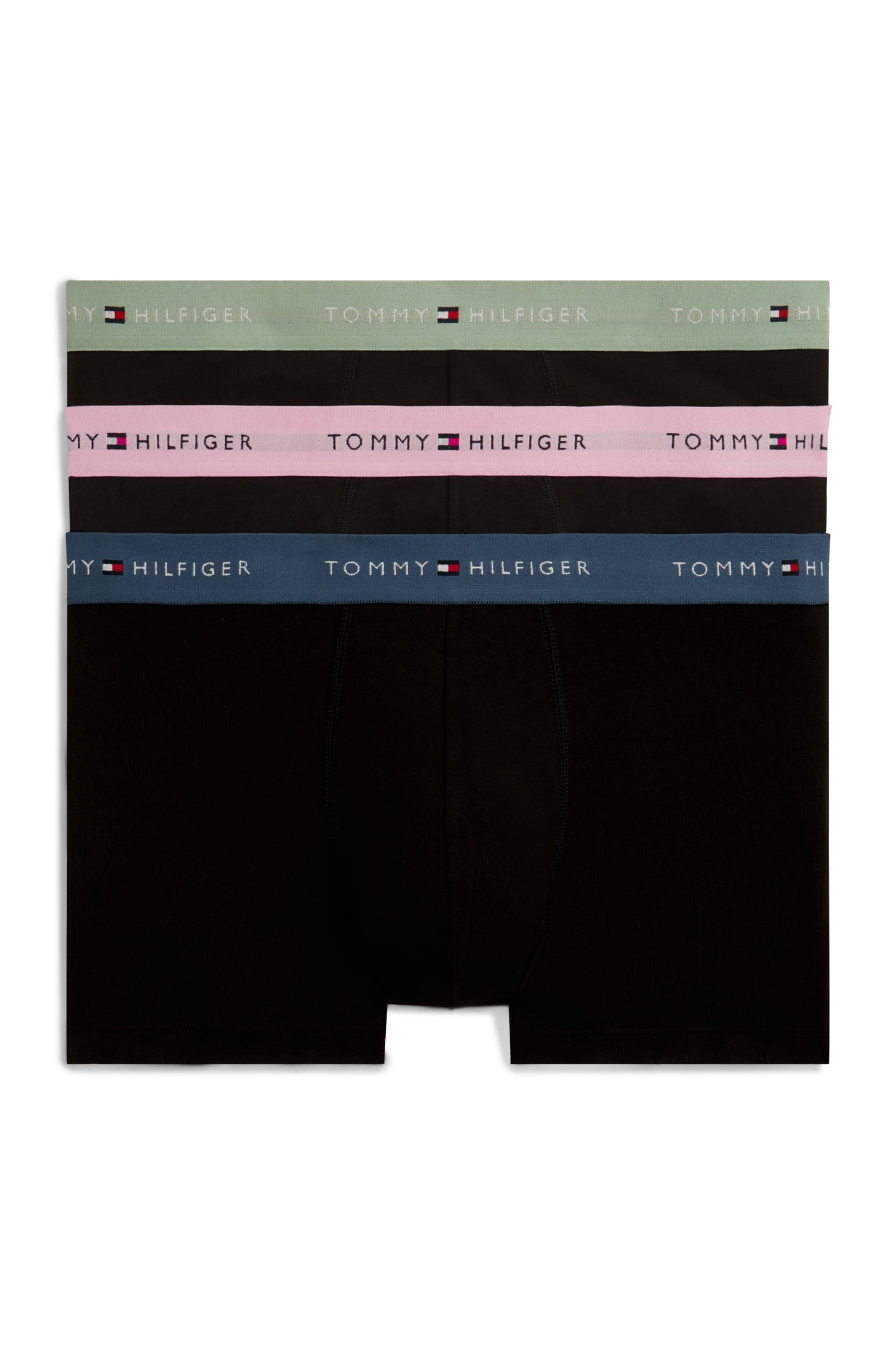 Tommy Hilfiger 3-pack Trunk Waistband Mnt Gry/cls Pnk/ag Sea Maat: S | Onderbroeken Outlet | Heren | Zwart