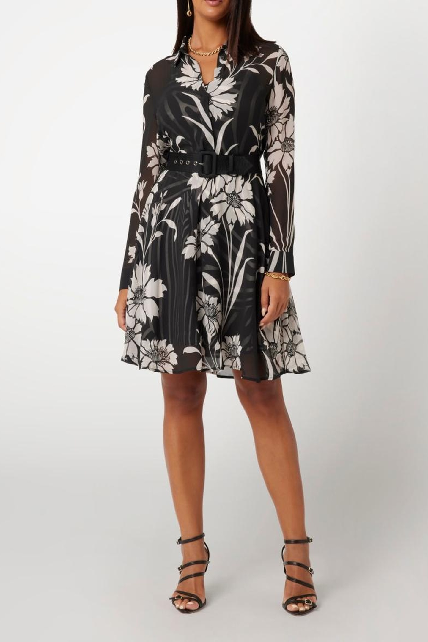 GUESS Nouveau Floral Dress Noveau Fleur Size: 40 | Shirt Dresses Outlet | Dames | Zwart