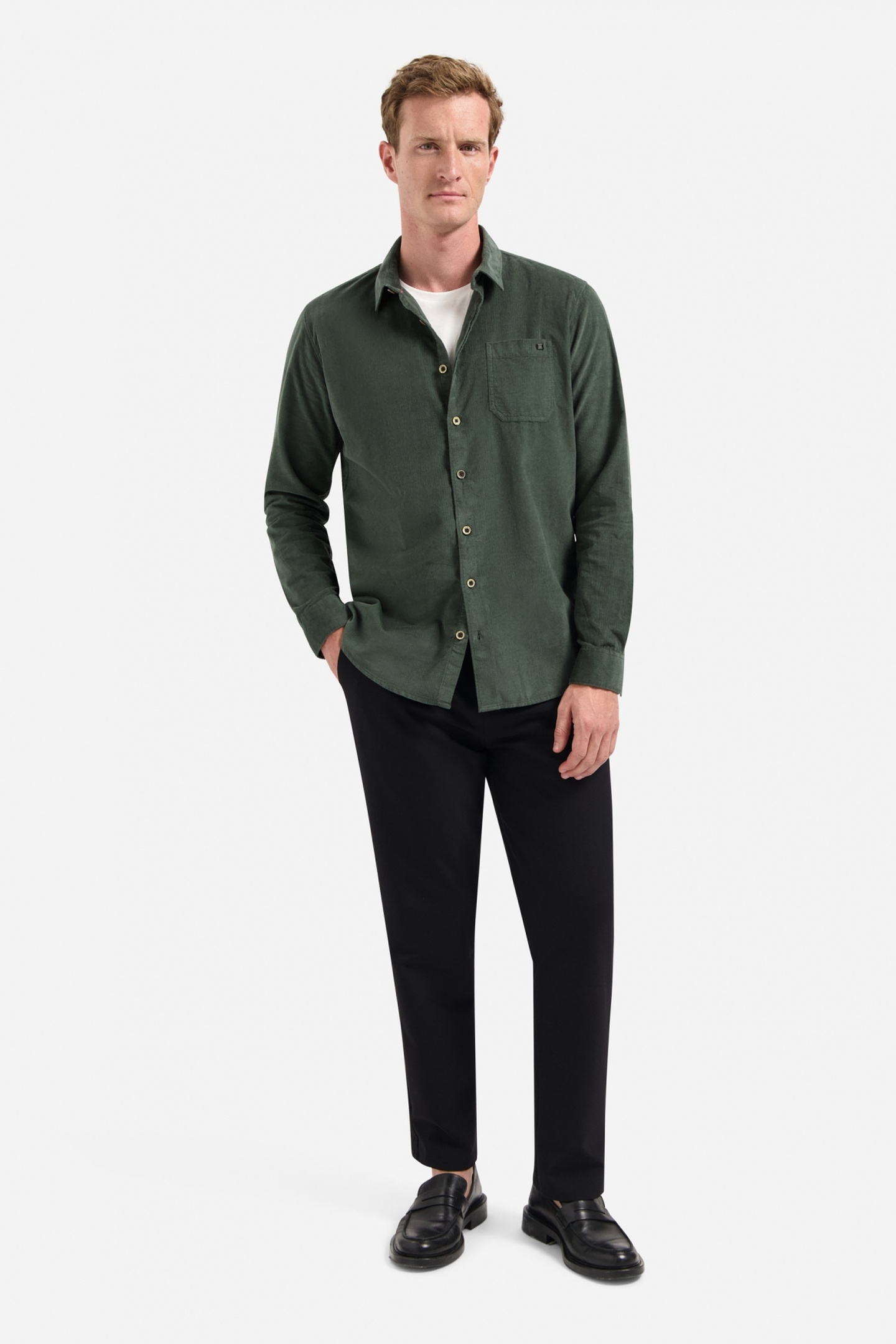 No Excess Shirt Solid Fine Herringbone Dark Green Maat: XXL | Casual Overhemden Outlet | Heren | Groen