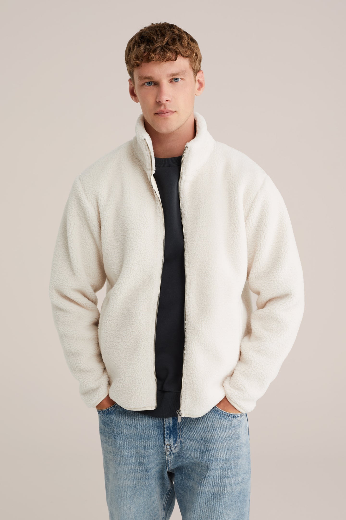 We Fashion Cardigan With Zipper Off-white Maat: XXL | Lichte Jassen Outlet | Heren | Wit