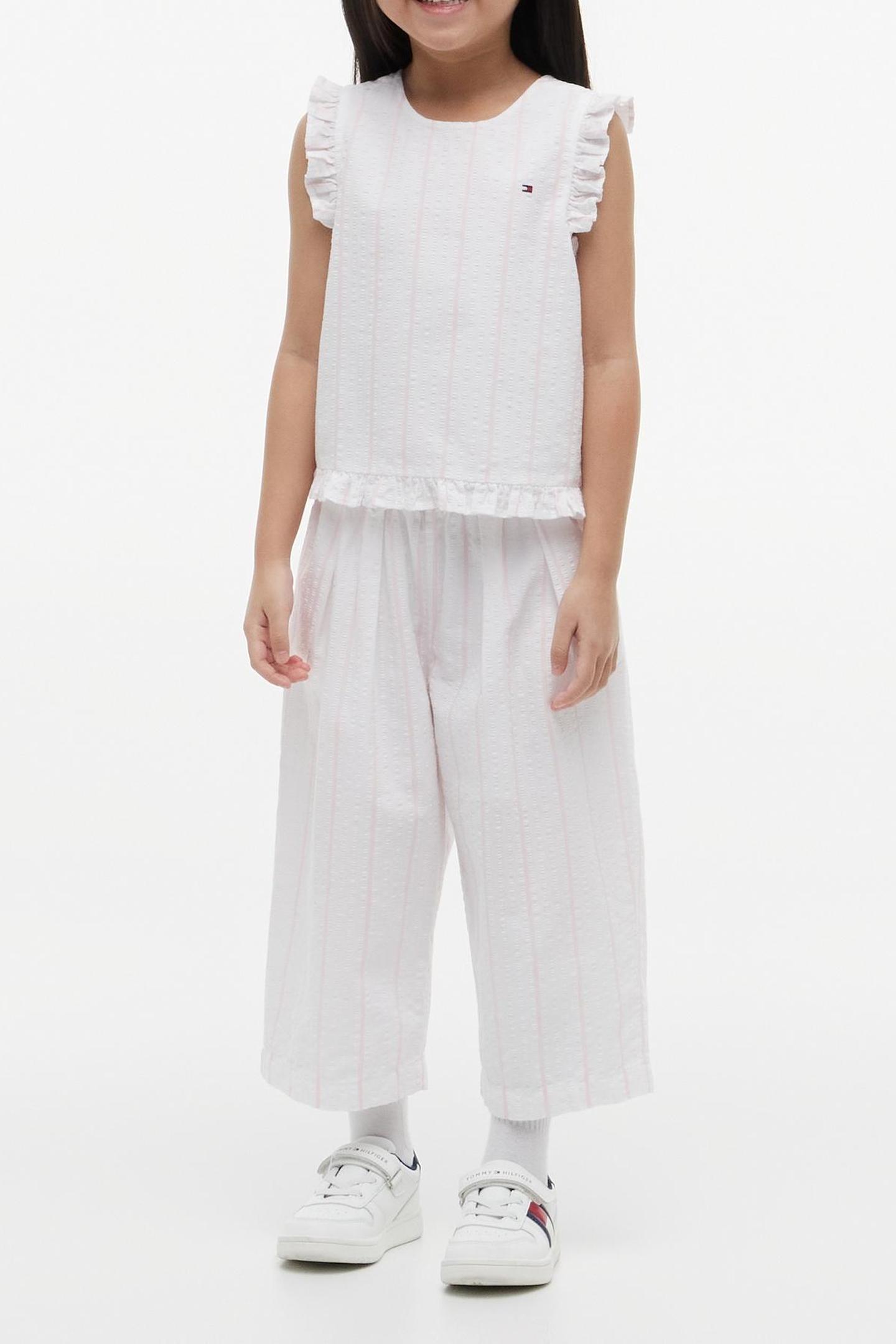 Tommy Hilfiger Girls Seersucker Culotte White Maat: 5 | Broeken Outlet | Unisex | Wit