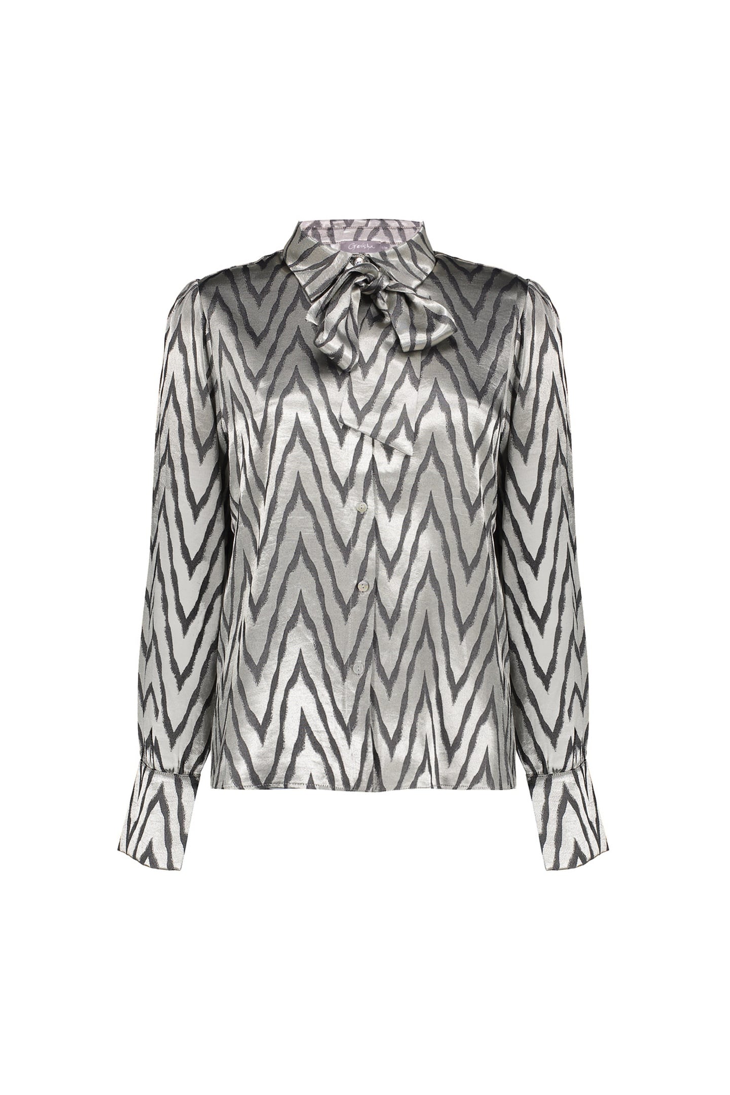 Geisha Blouse Animal Silver Silver Grey Maat: XXL | Longsleeves Outlet | Dames | Grijs