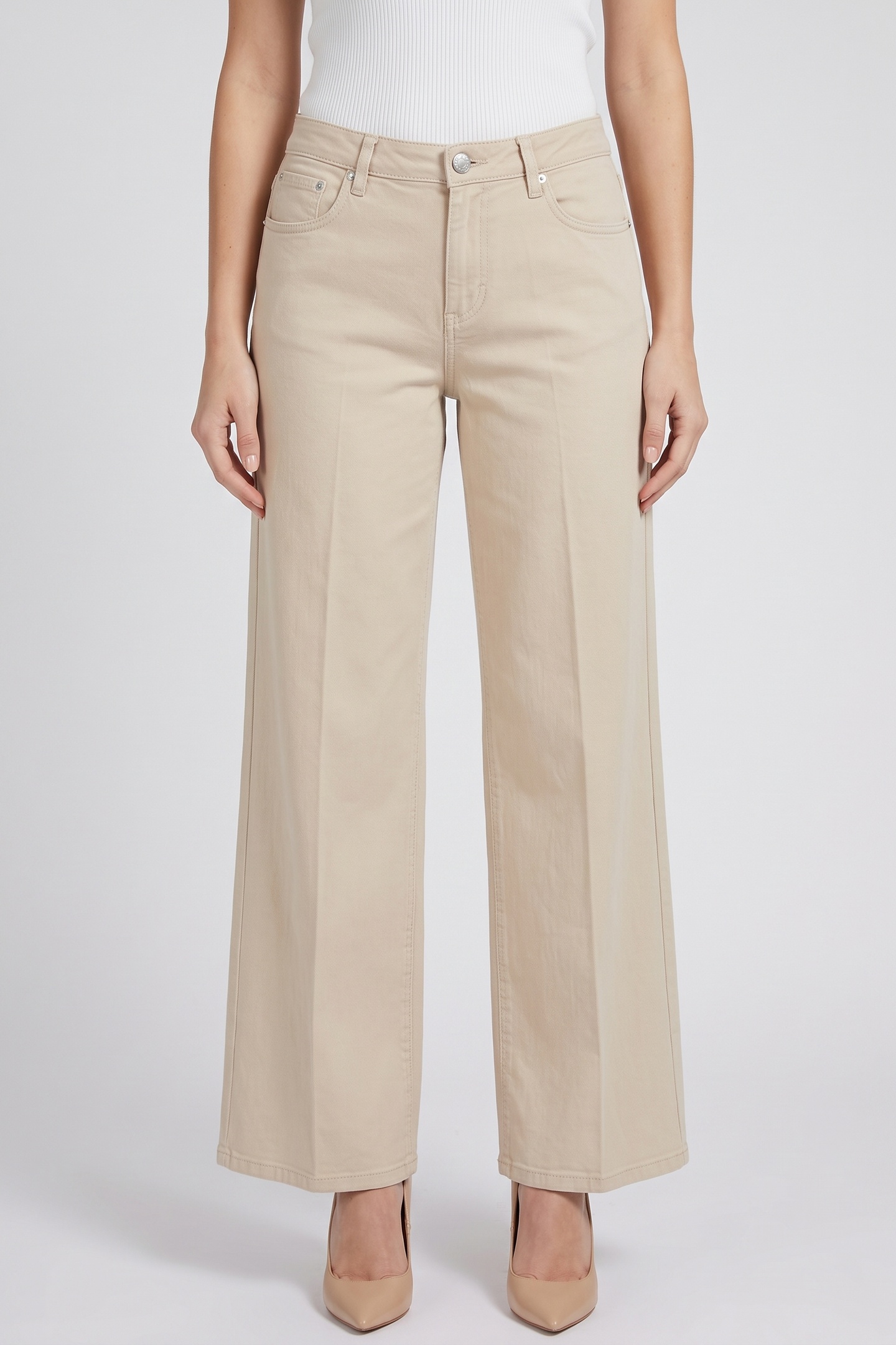 GUESS  Eco Sexy Palazzo Light Mink Maat: W28L34 | Wijde Broeken Outlet | Dames | Beige