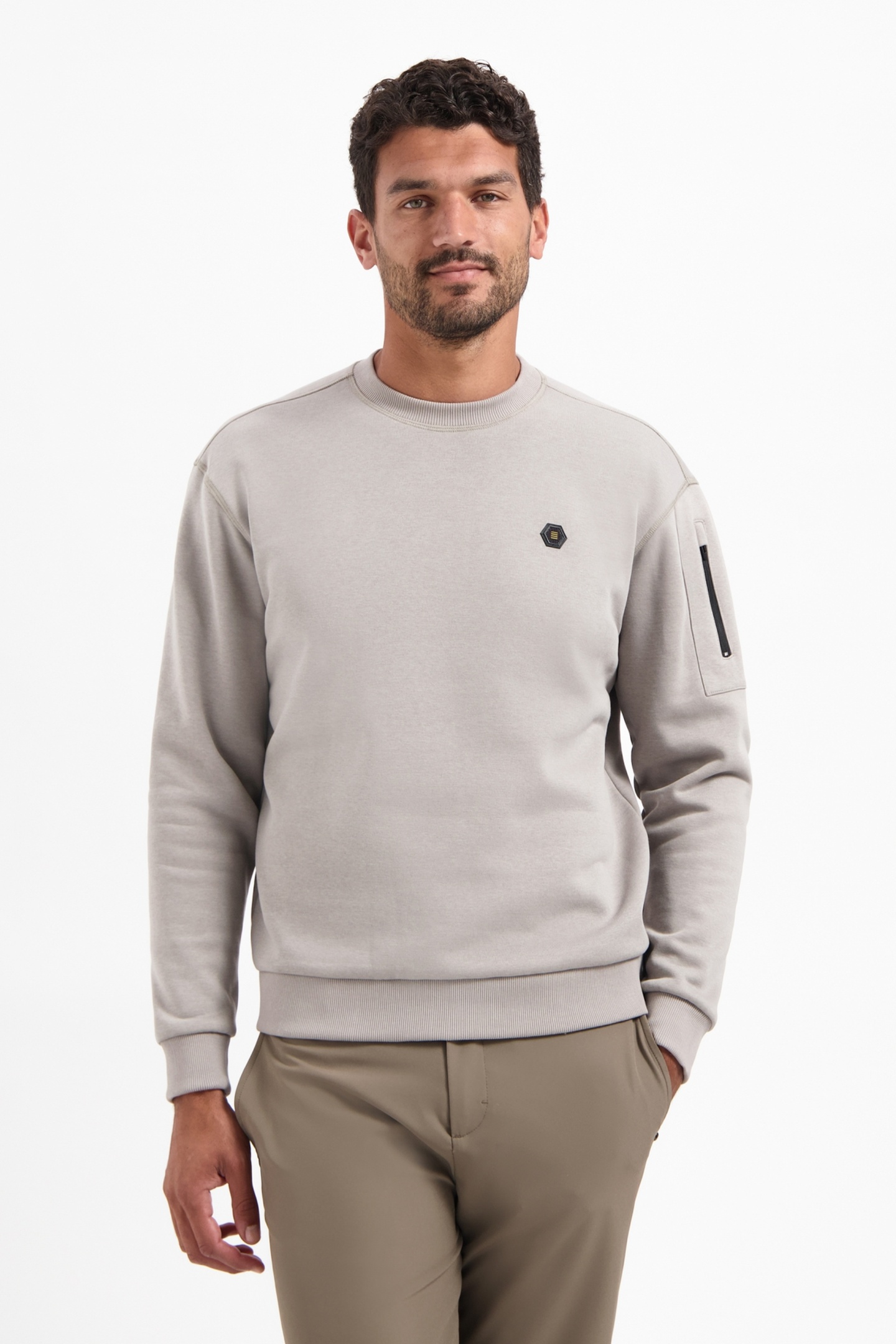 No Excess Sweater Crewneck Brushed Inside Clay Maat: S | Sweaters Outlet | Heren | Grijs