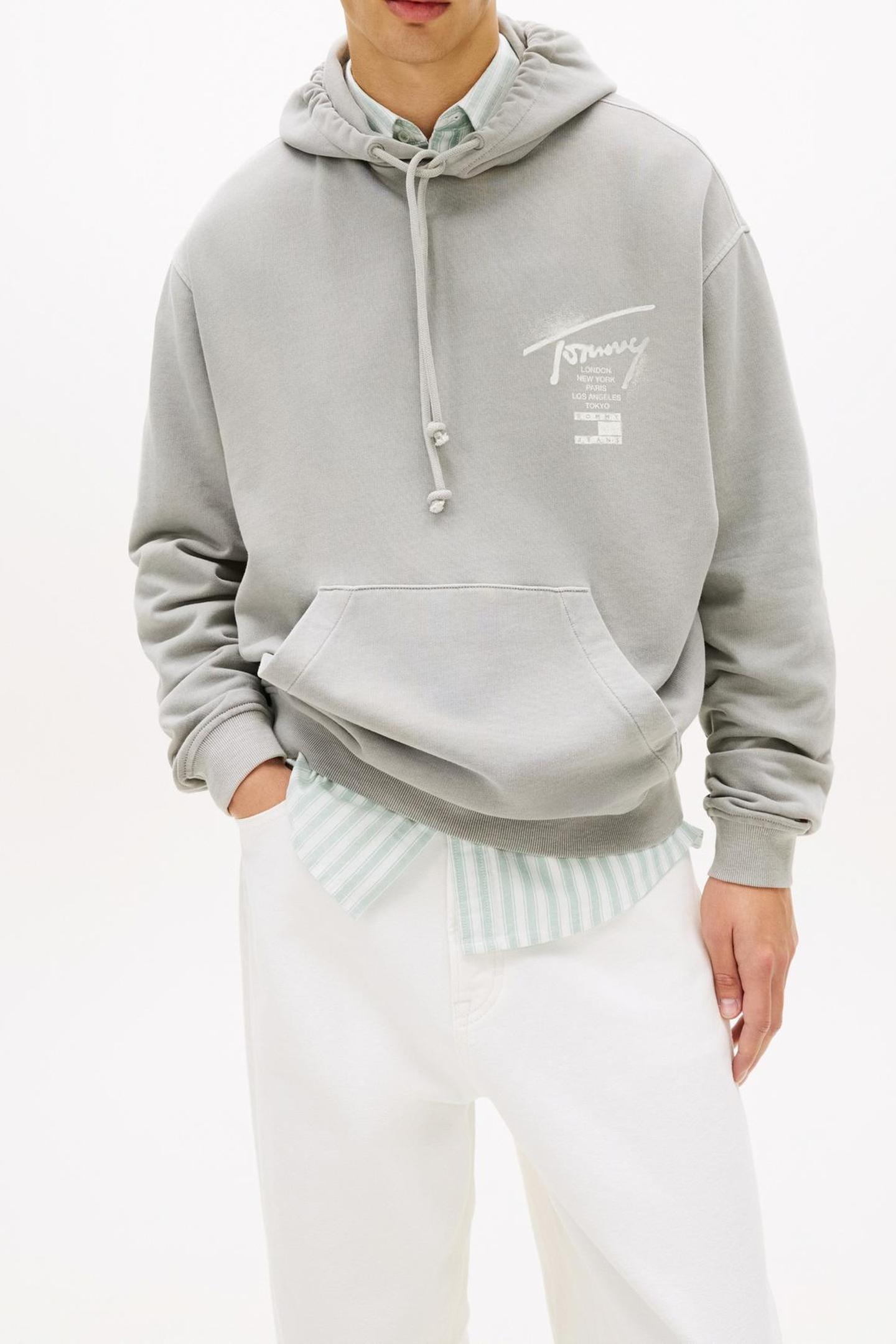 Tommy Hilfiger Relaxed Neon Washed Hoodie Gravel Grey Maat: M | Hoodies Outlet | Heren | Grijs